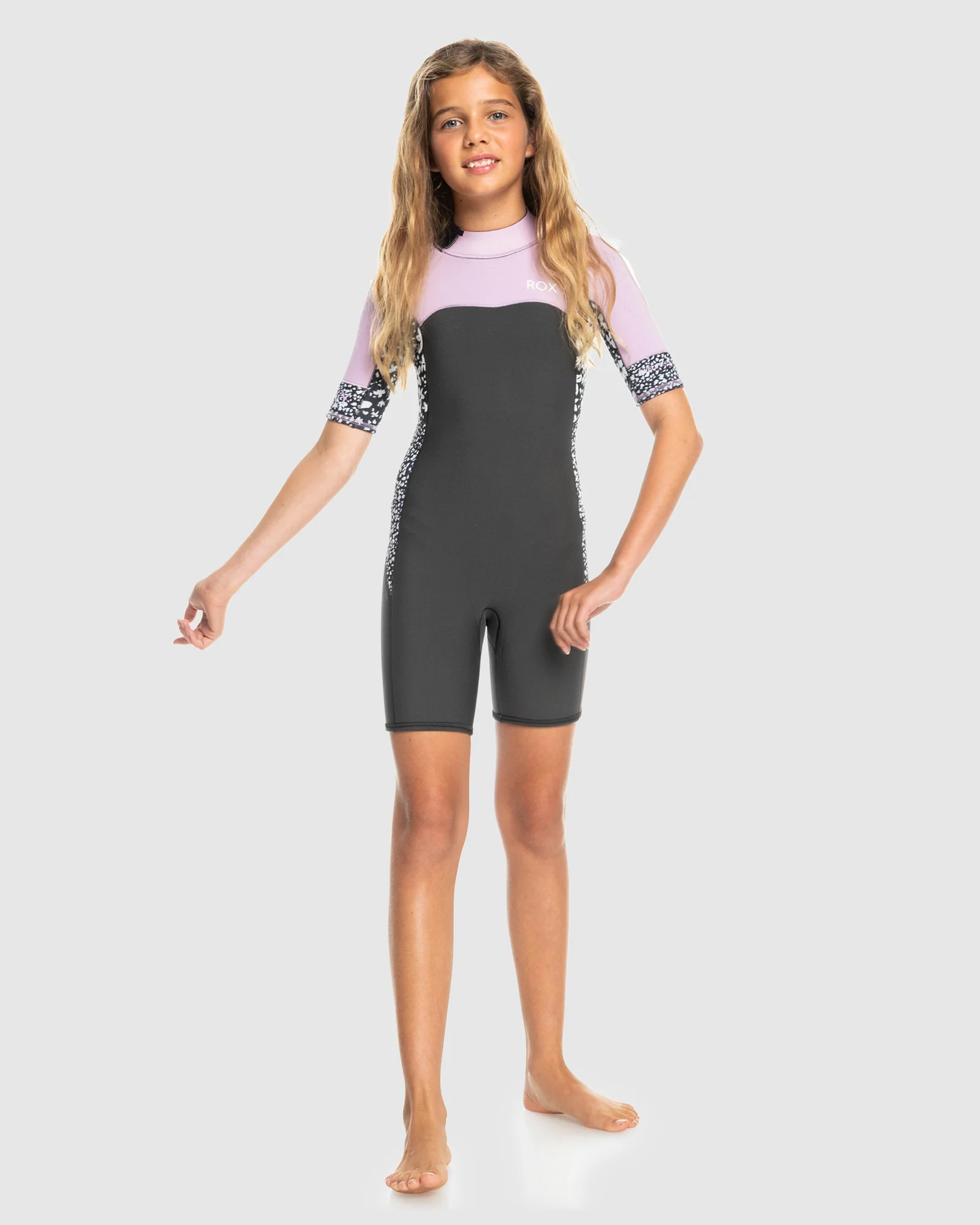 Girls 8-16 2mm Swell Series Short Sleeve Back Zip Springsuit - Image 4