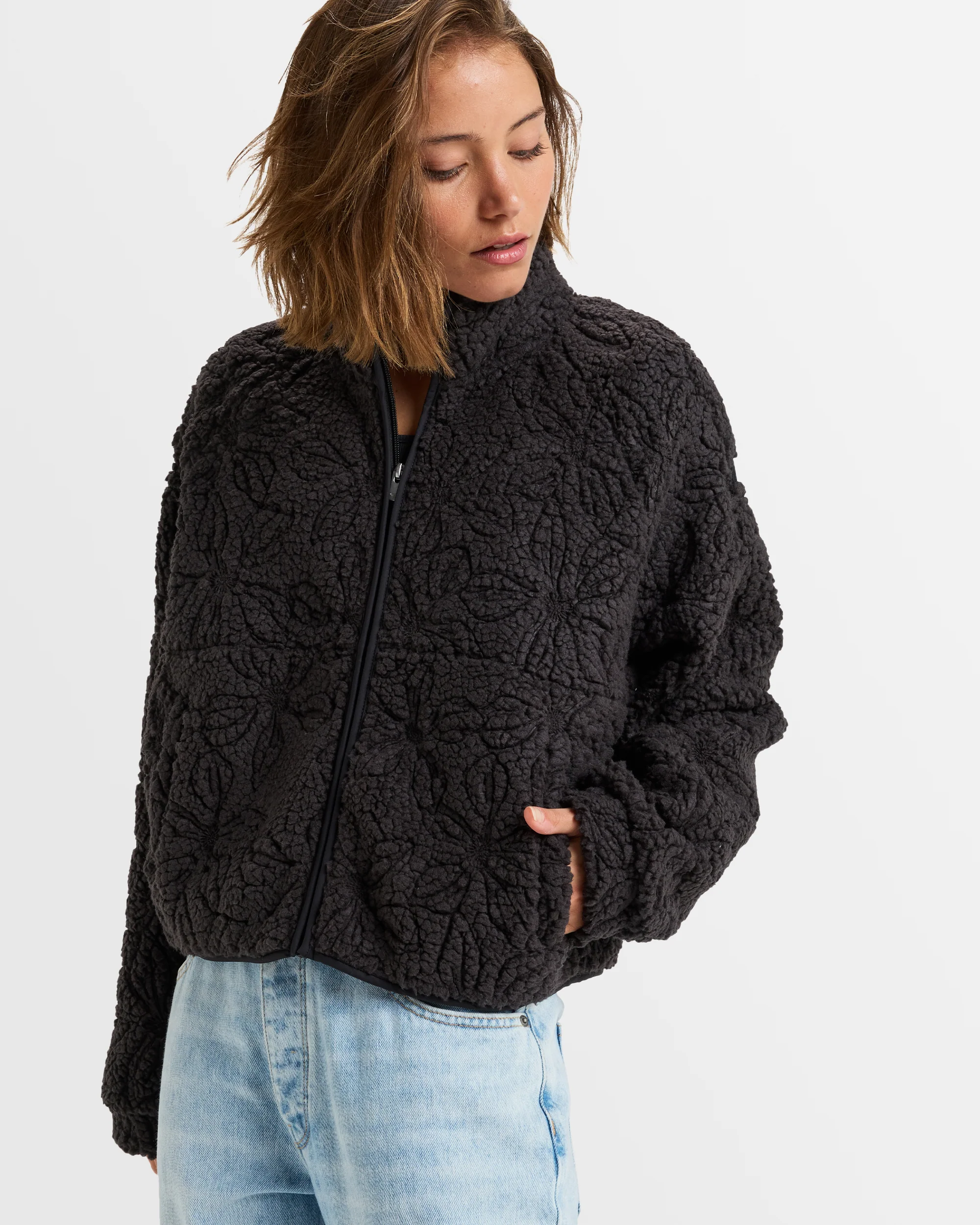 Womens Blurry Cloud Full Zip Polar Jacket - Image 2