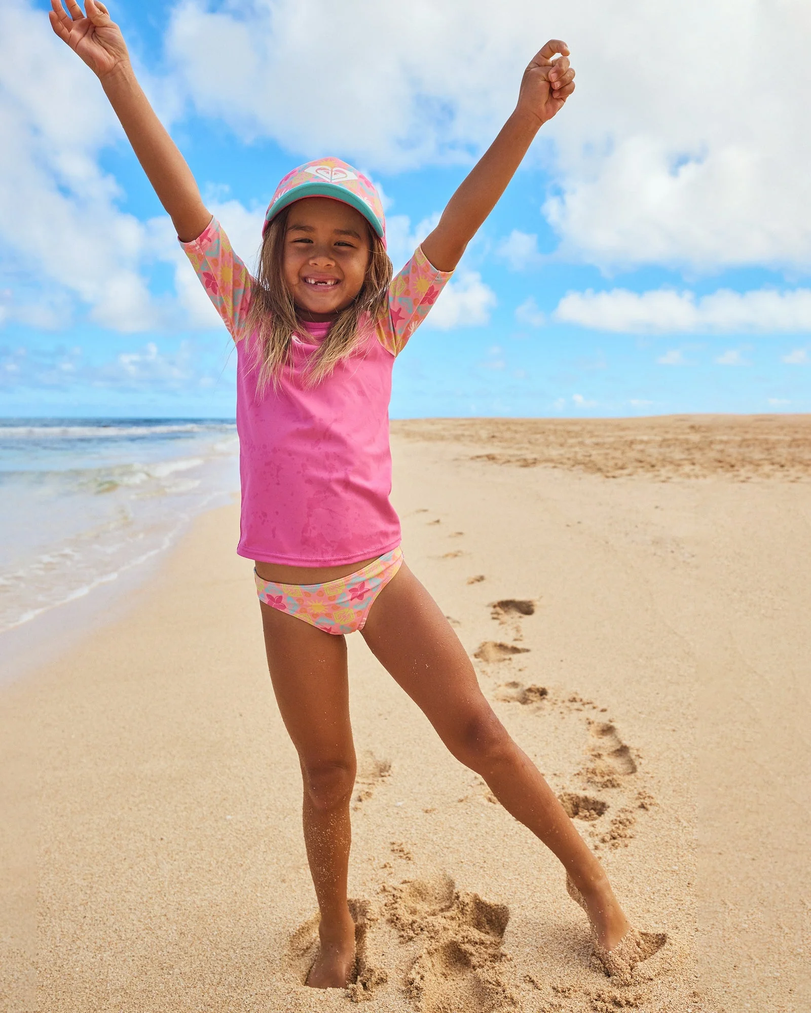 Girls 2-7 Check TW Lycra Set Rash Vest - Image 4