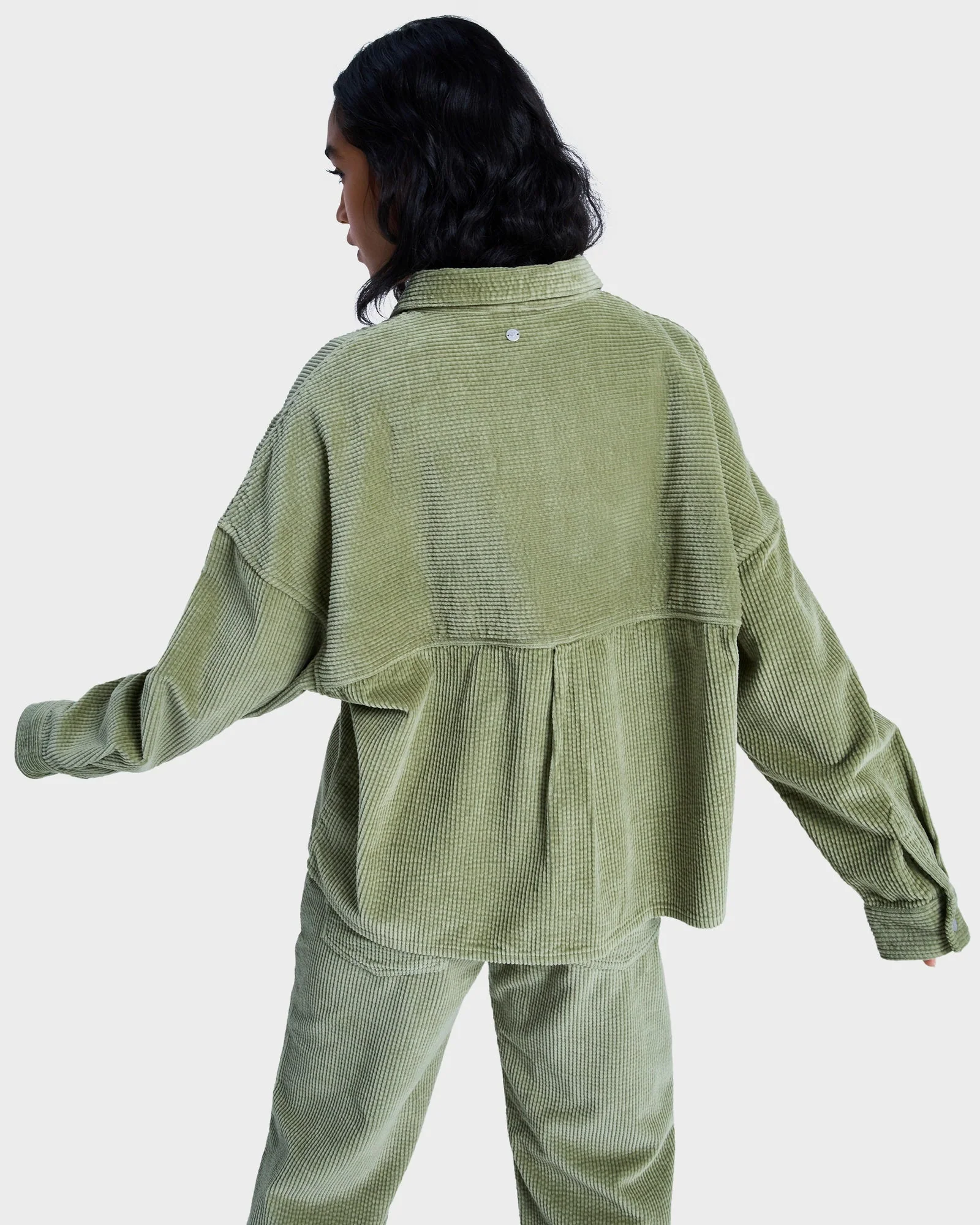 Womens Chilled Out Washed Cord Long Sleeve Shirt - Image 2