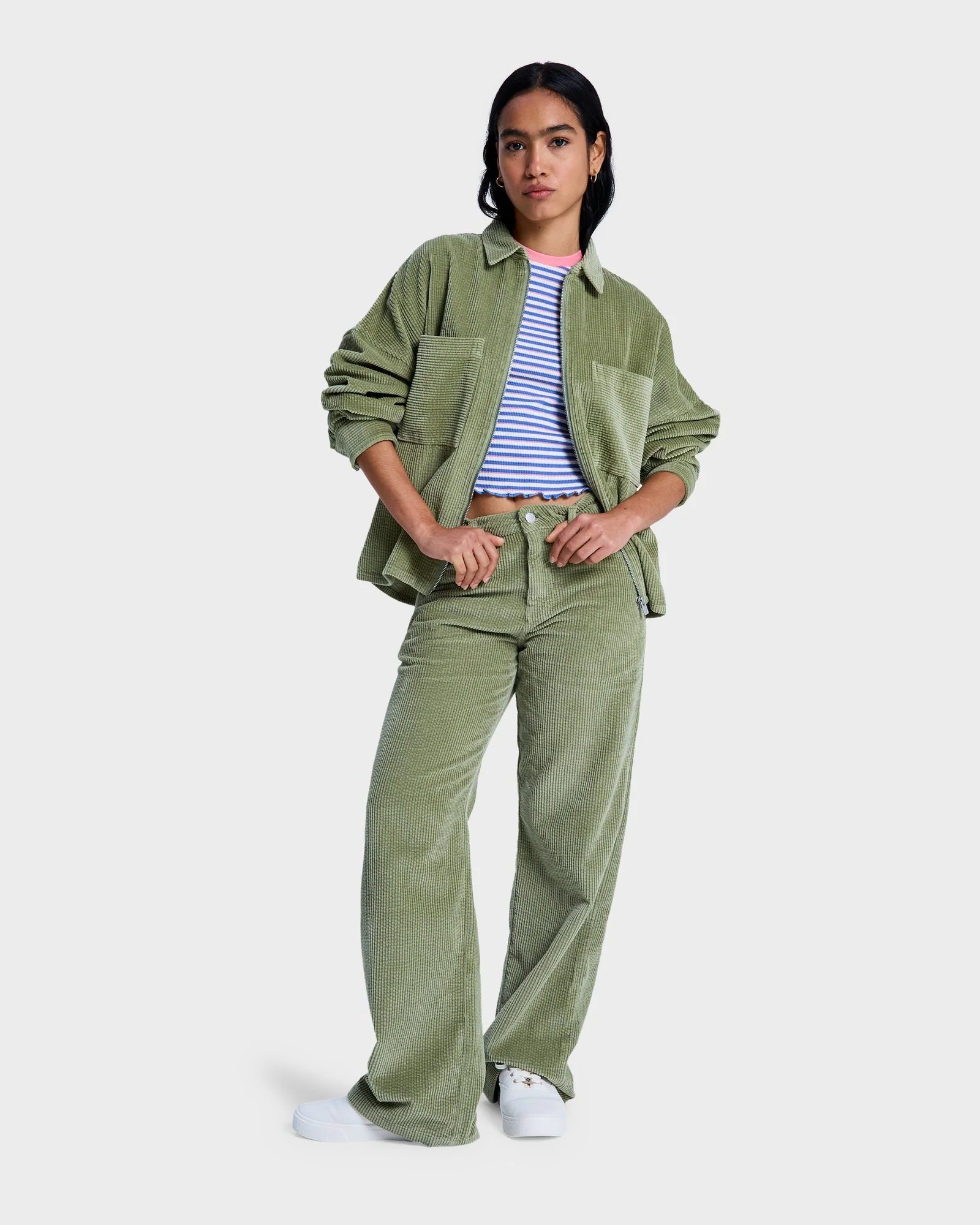 Womens Chilled Out Washed Cord Long Sleeve Shirt - Image 5