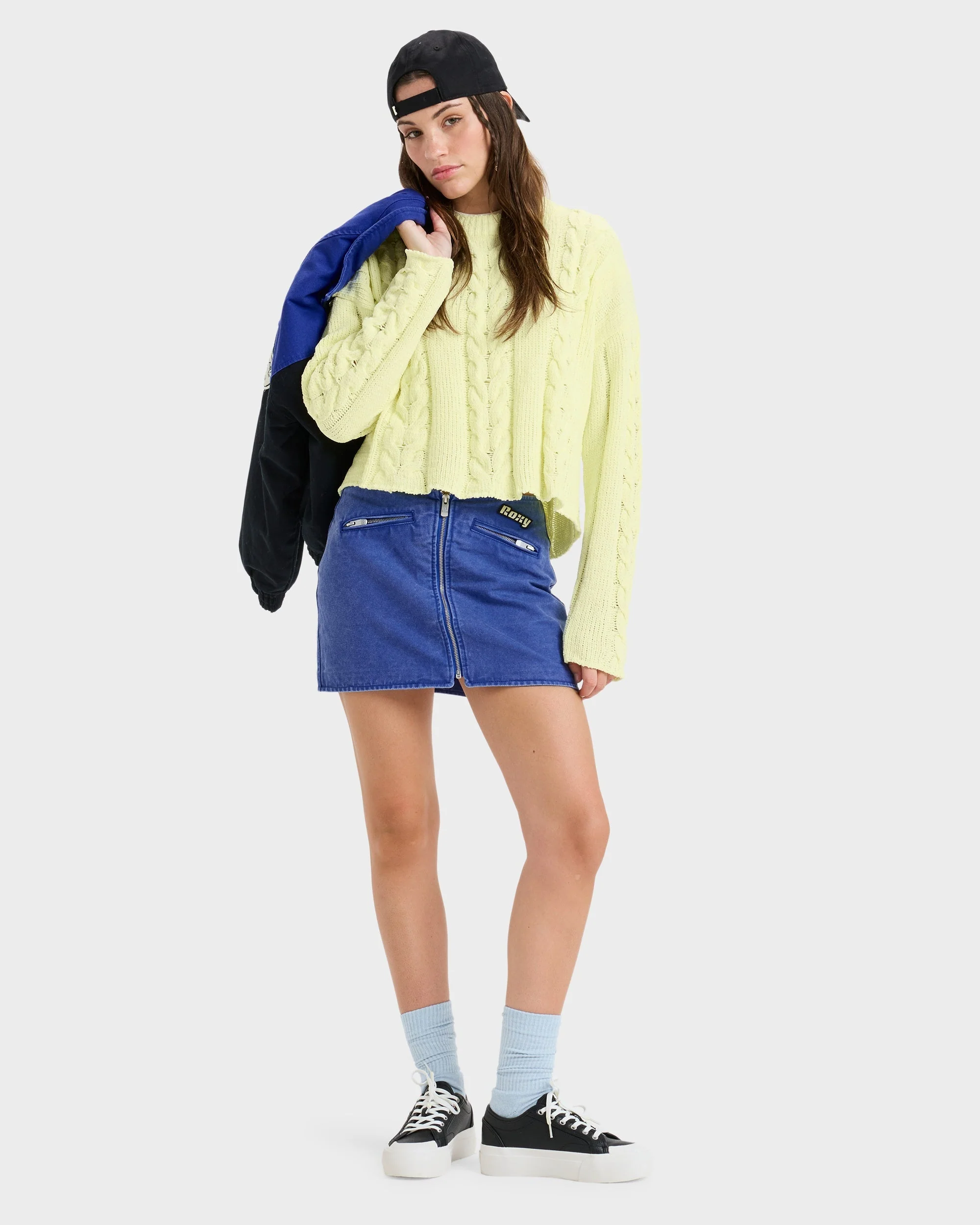 Womens Chloe Kim Mini Moto Denim Skirt - Image 4