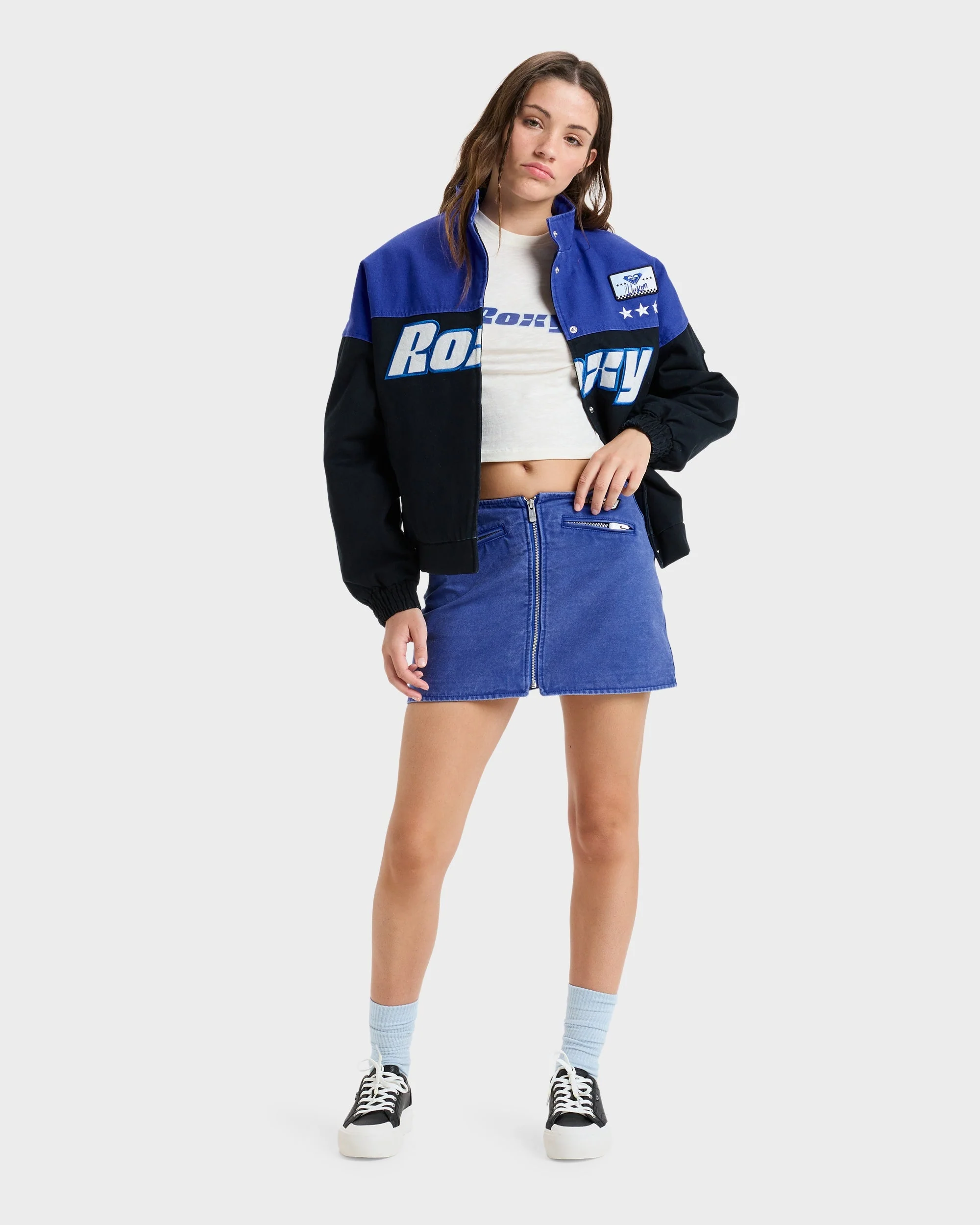 Womens Chloe Kim Mini Moto Denim Skirt - Image 5