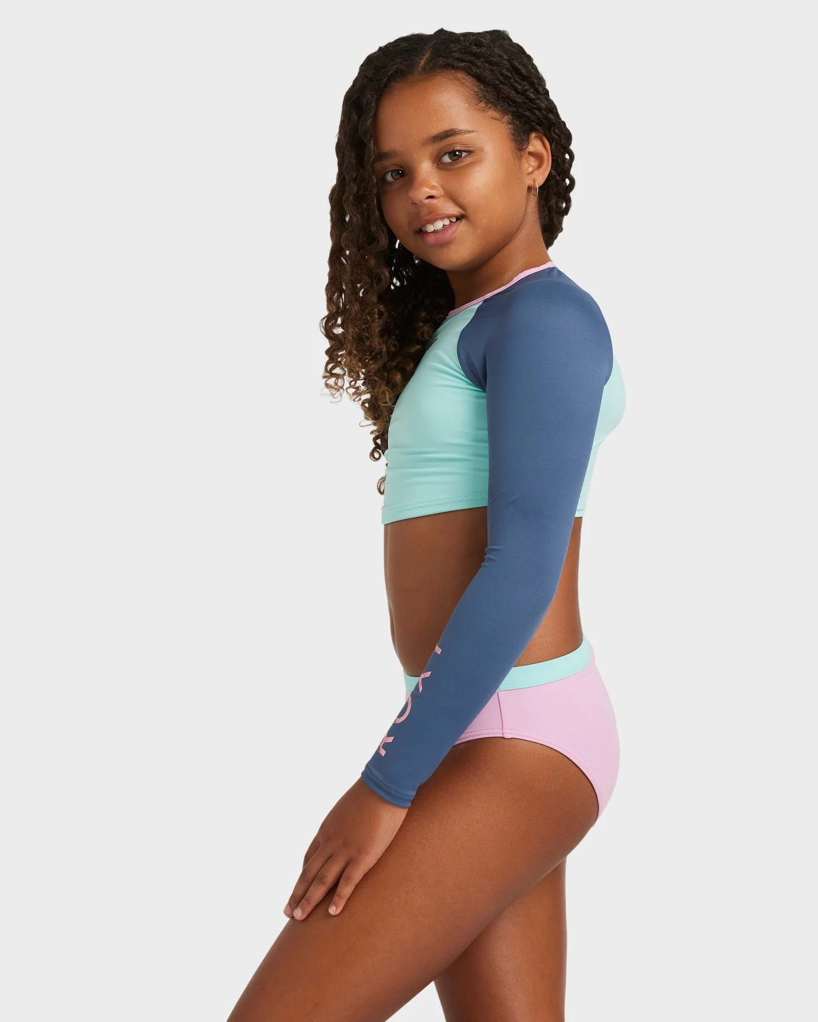 Girls 8-16 Colorblock Two Piece Rash Vest - Image 2