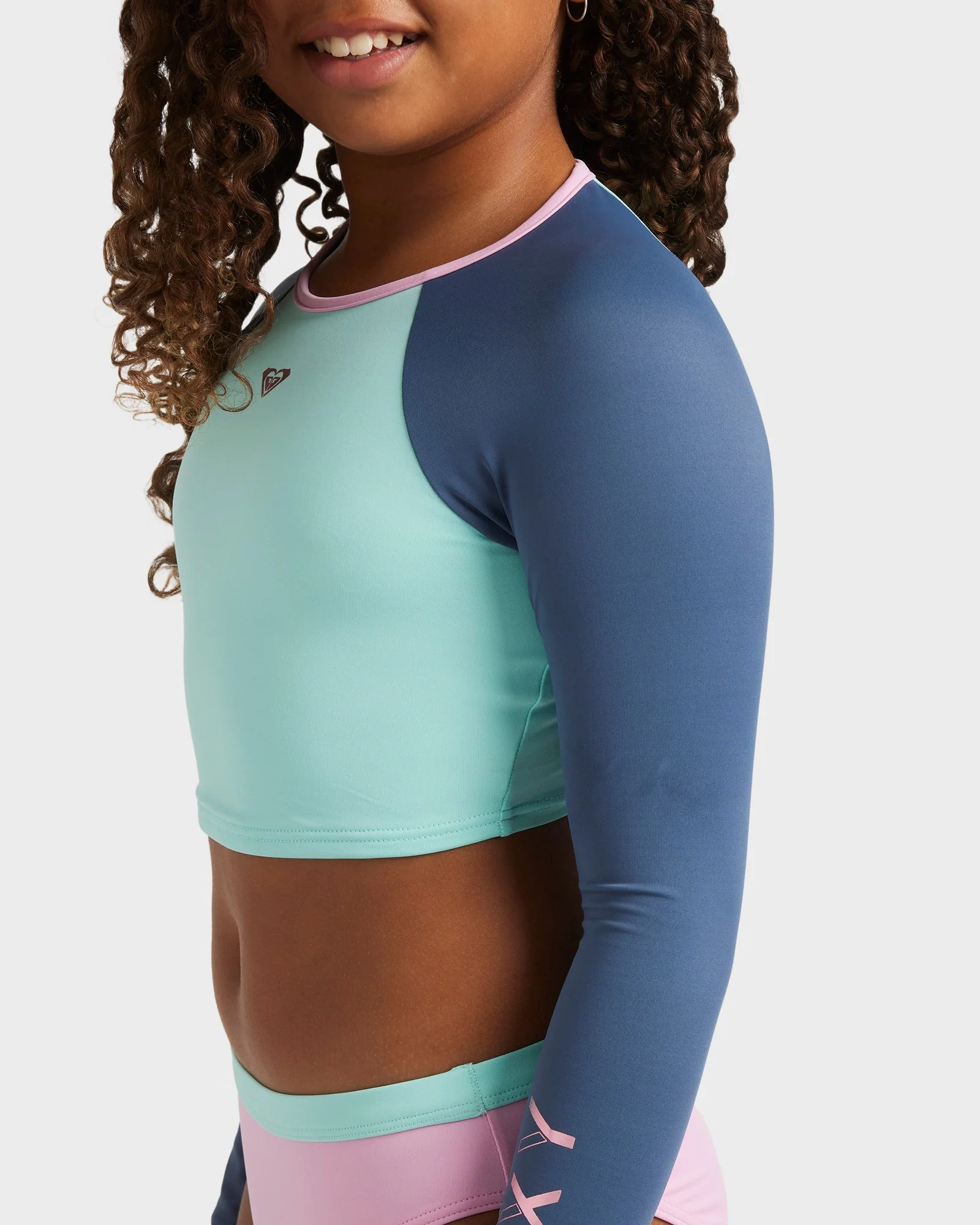 Girls 8-16 Colorblock Two Piece Rash Vest - Image 4
