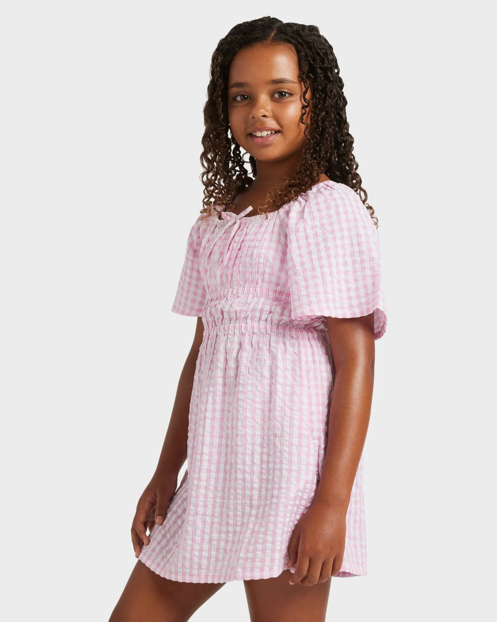 Girls 8-16 Daisy Check Mini Dress - Image 3
