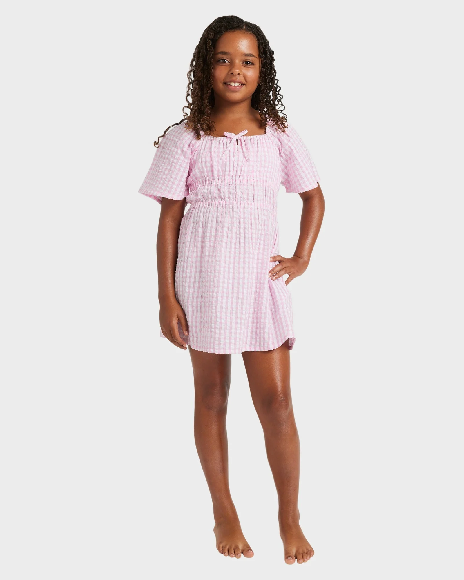 Girls 8-16 Daisy Check Mini Dress - Image 5