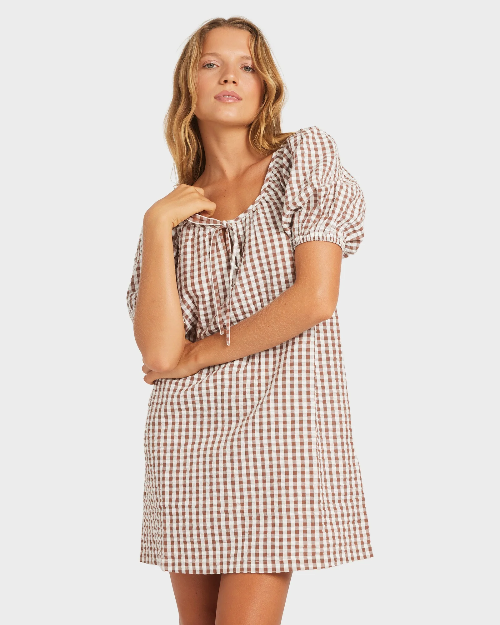 Womens Delilah Check Mini Dress - Image 2