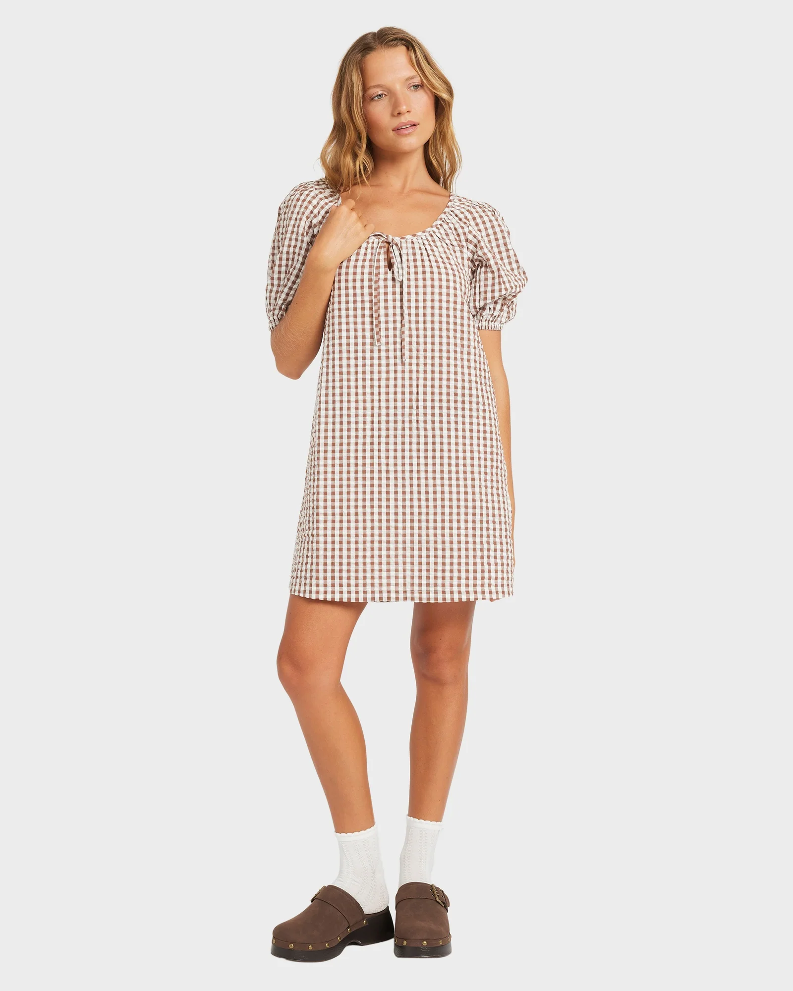 Womens Delilah Check Mini Dress - Image 6
