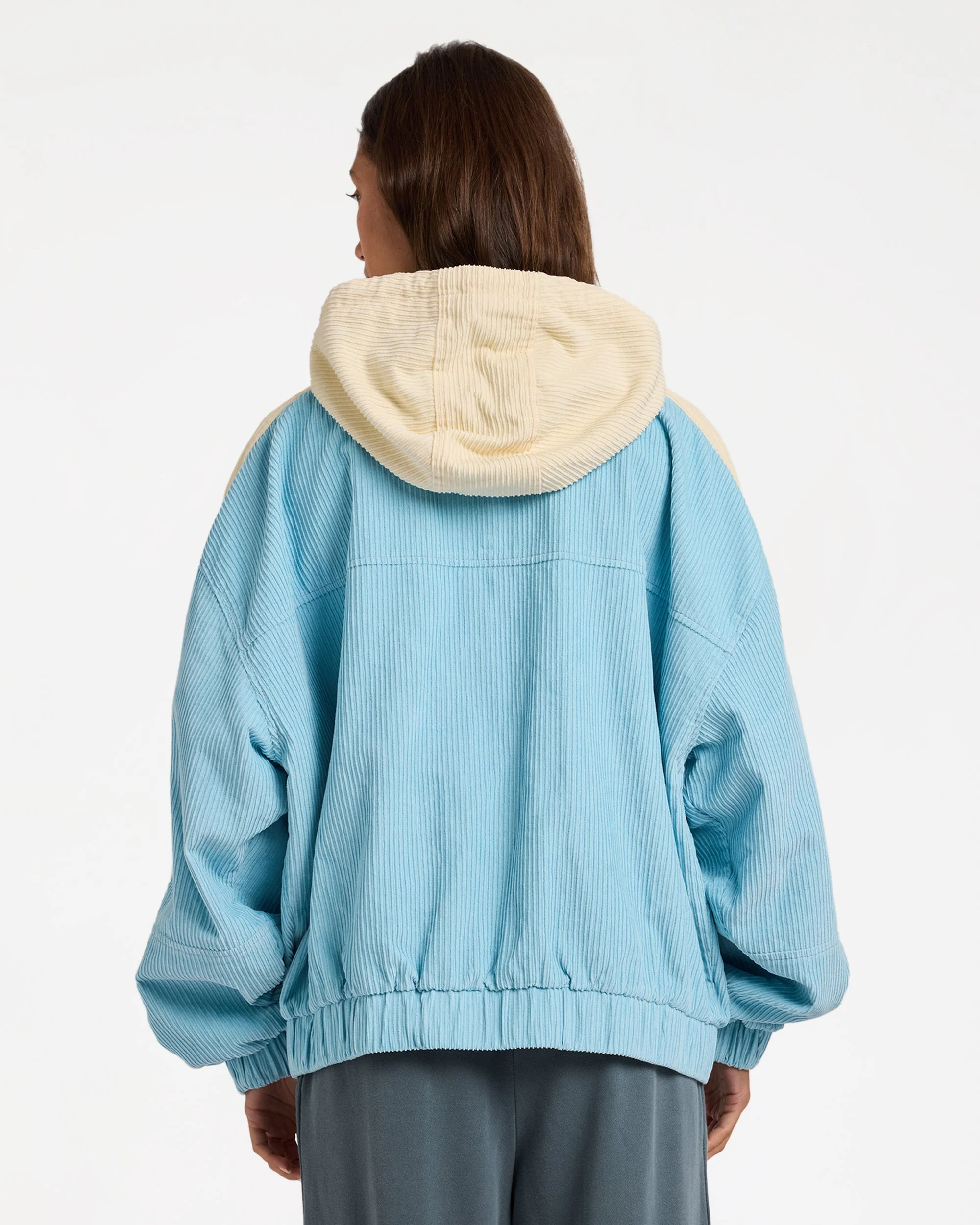 Womens Duo Cord Zip Up Hoodie Jacket - Image 2
