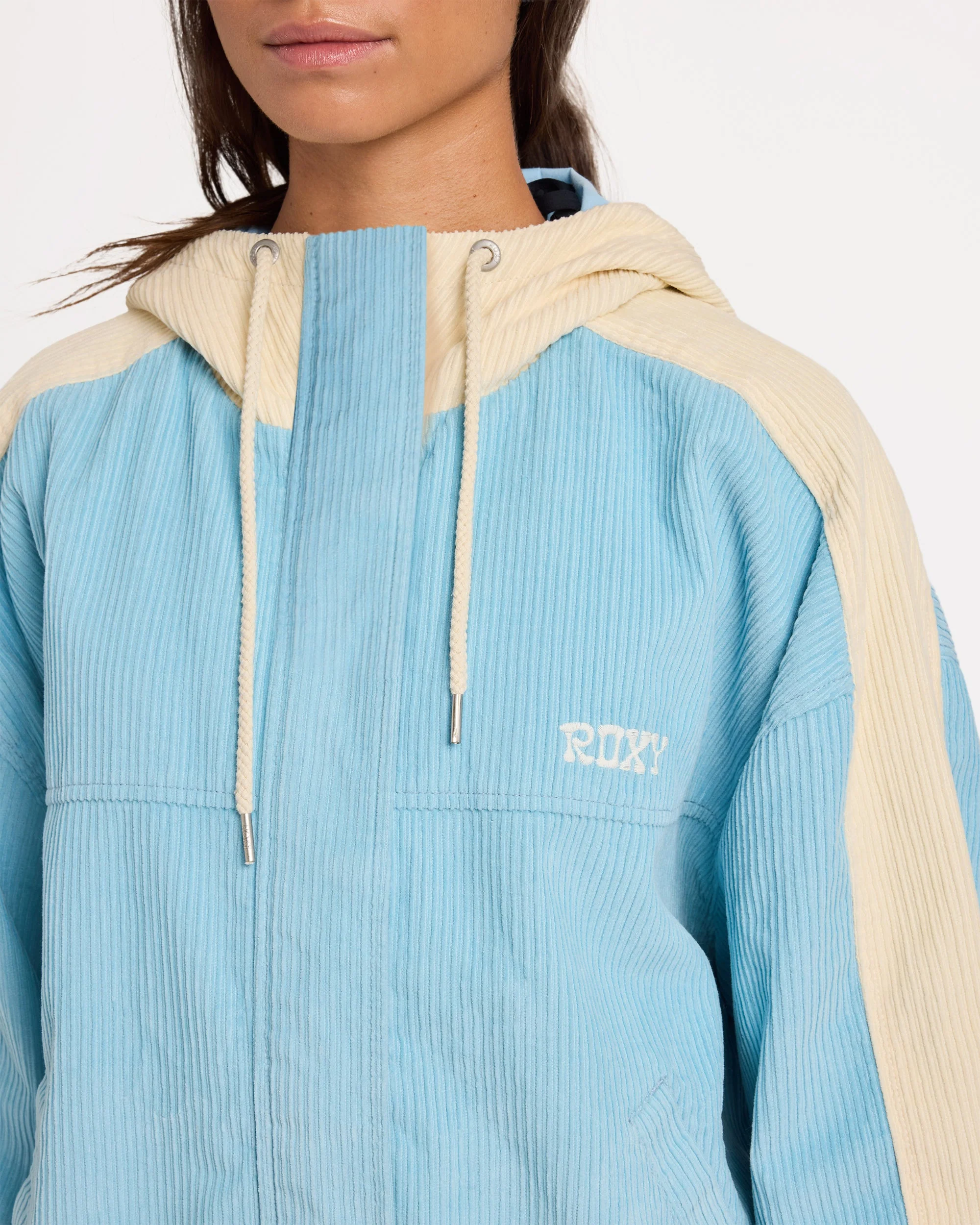 Womens Duo Cord Zip Up Hoodie Jacket - Image 3