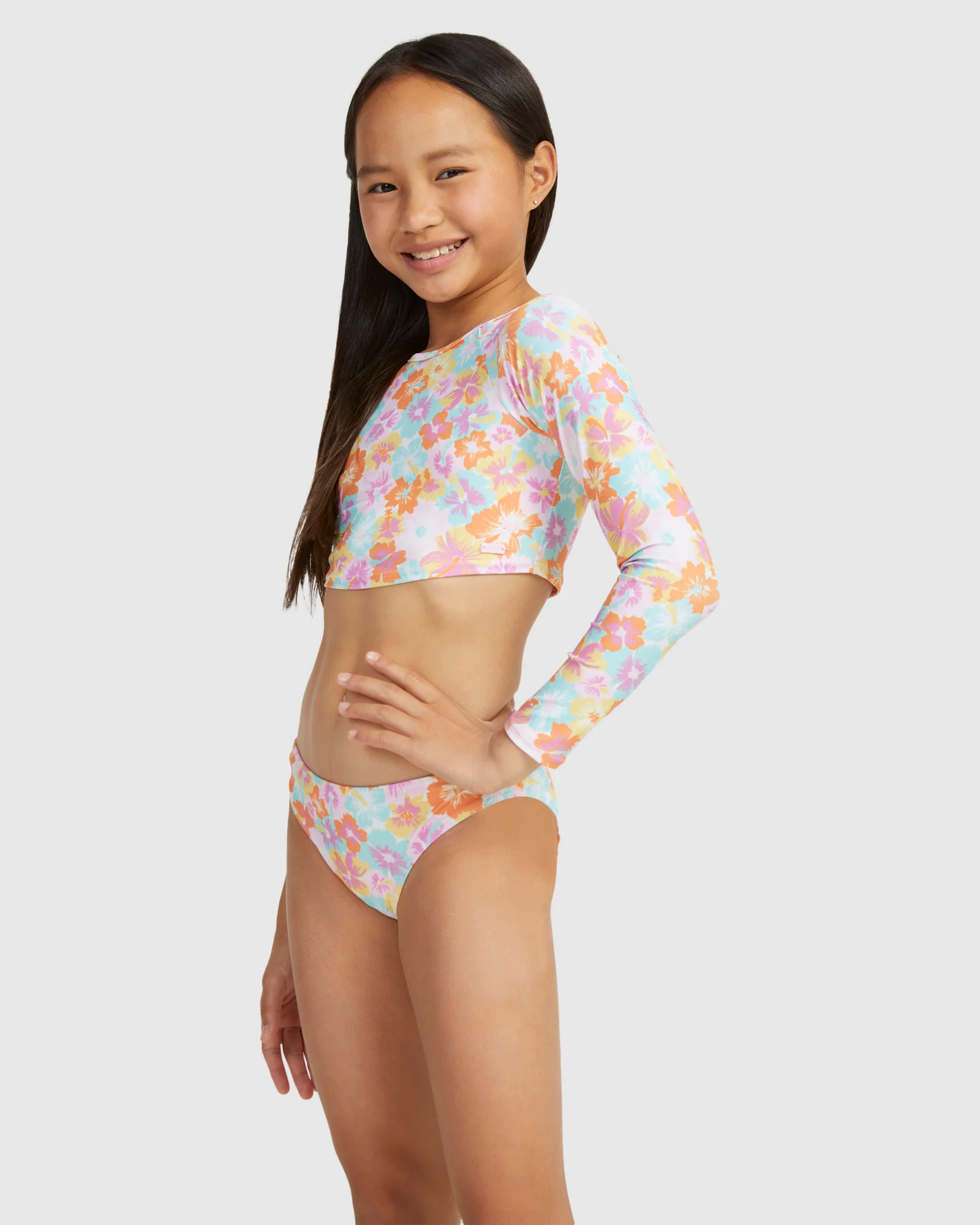 Girls Floraya Ls Crop Top Set Rashguard - Image 2