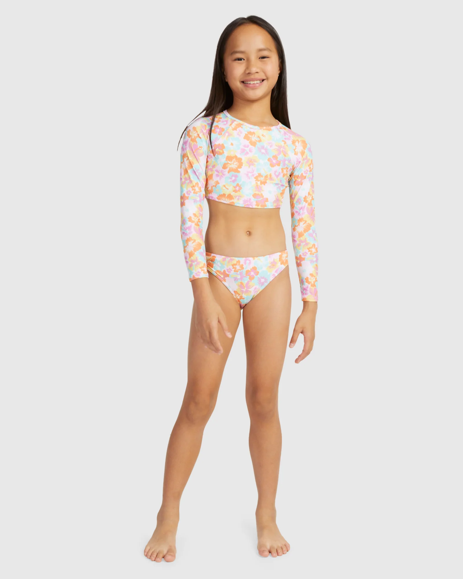 Girls Floraya Ls Crop Top Set Rashguard - Image 5