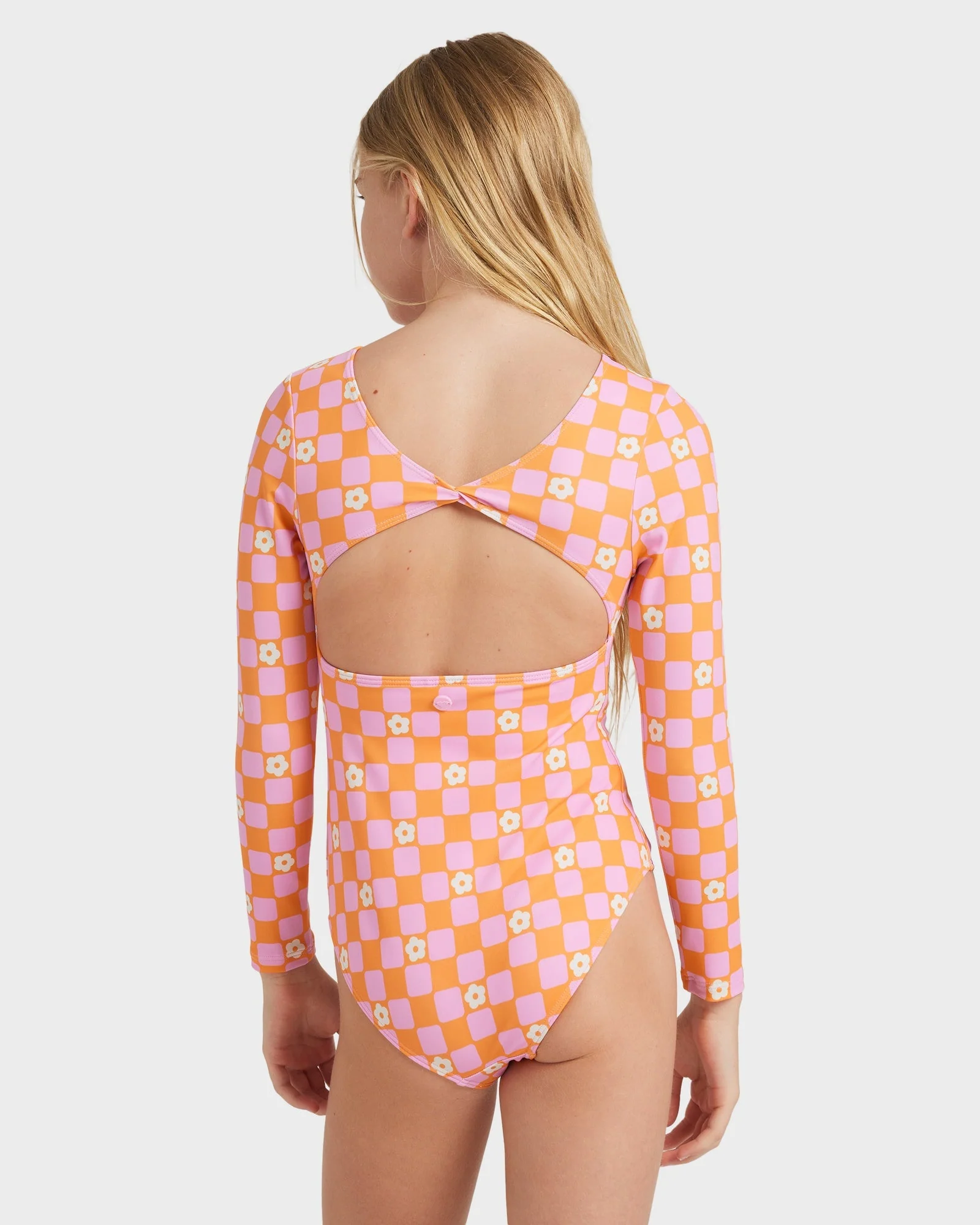 Girls 8-16 Flowe Check One Piece Rash Vest - Image 3