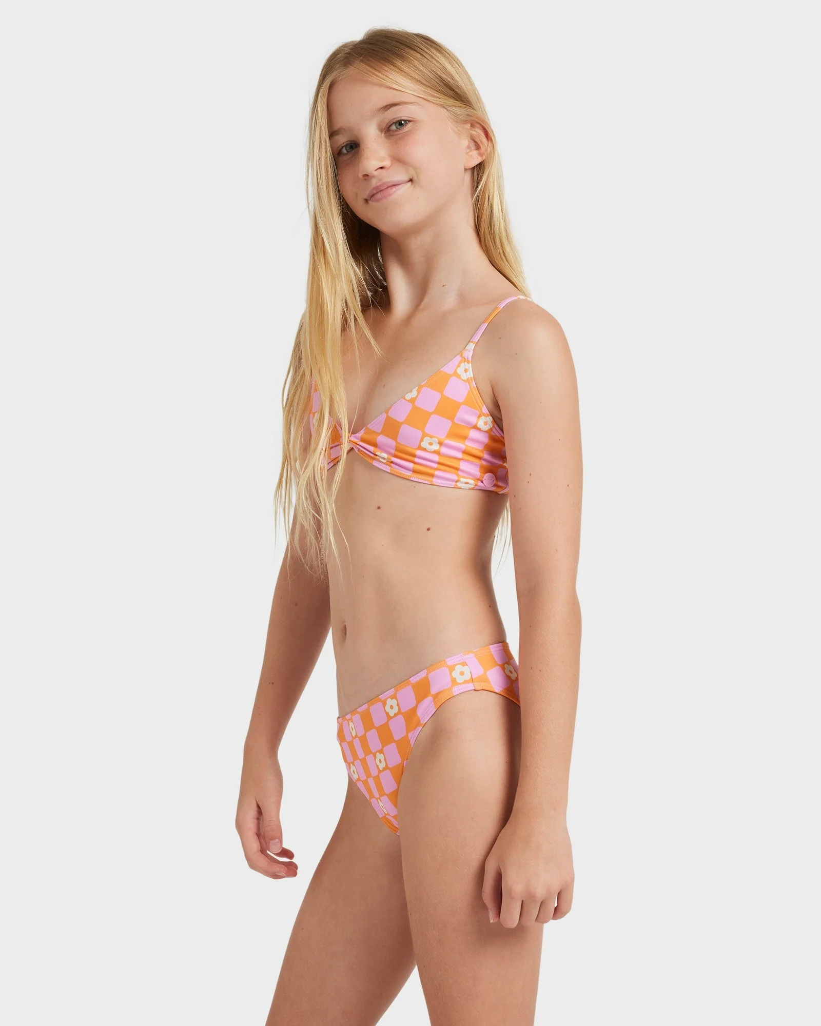 Girls 8-16 Flower Check Two Piece - Image 2