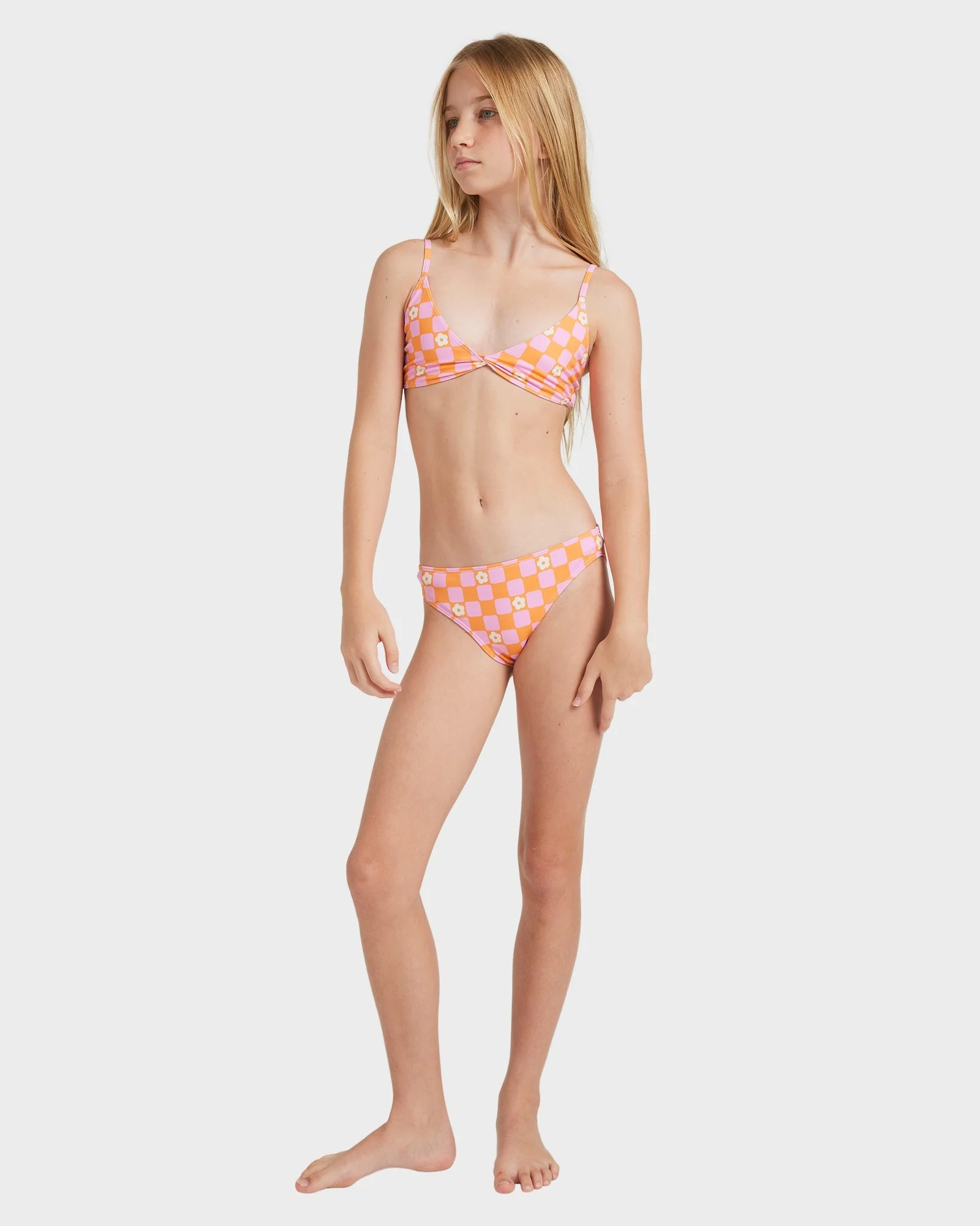 Girls 8-16 Flower Check Two Piece - Image 5