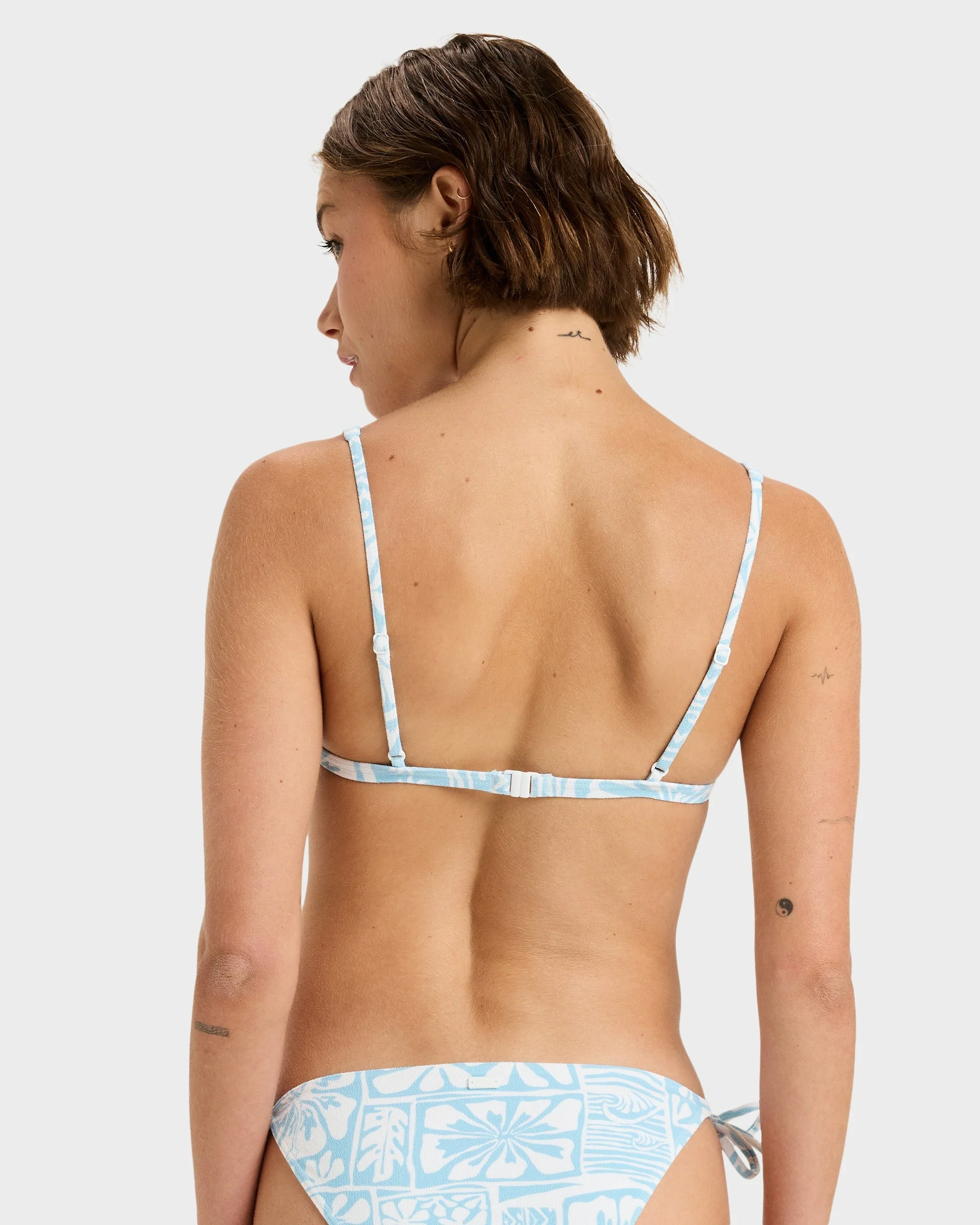 Womens Flowers Wave Elongated Tiki Tri Bikini Top - Image 2