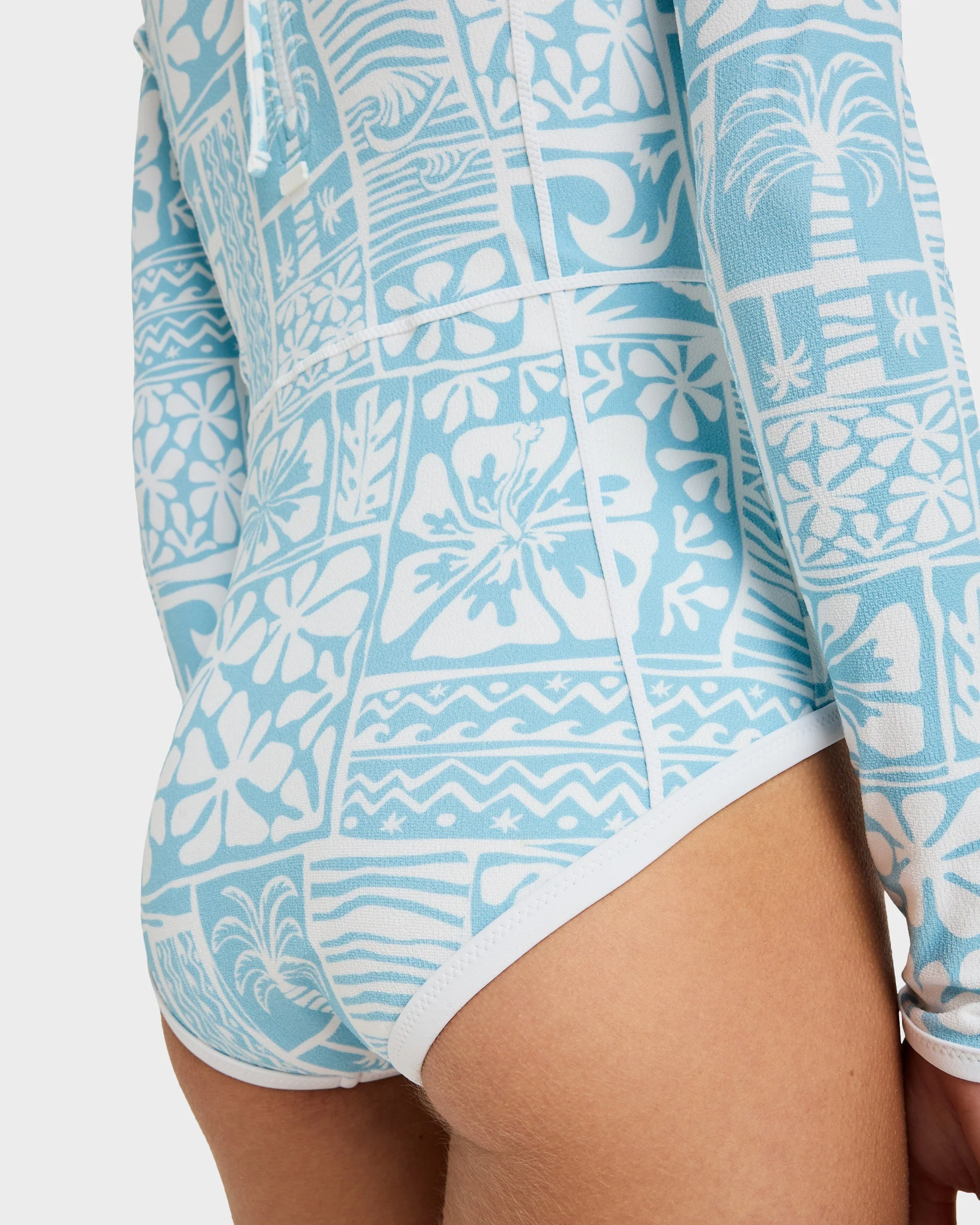 Womens Flowers Wave Long Sleeve Onesie Rash Vest - Image 4