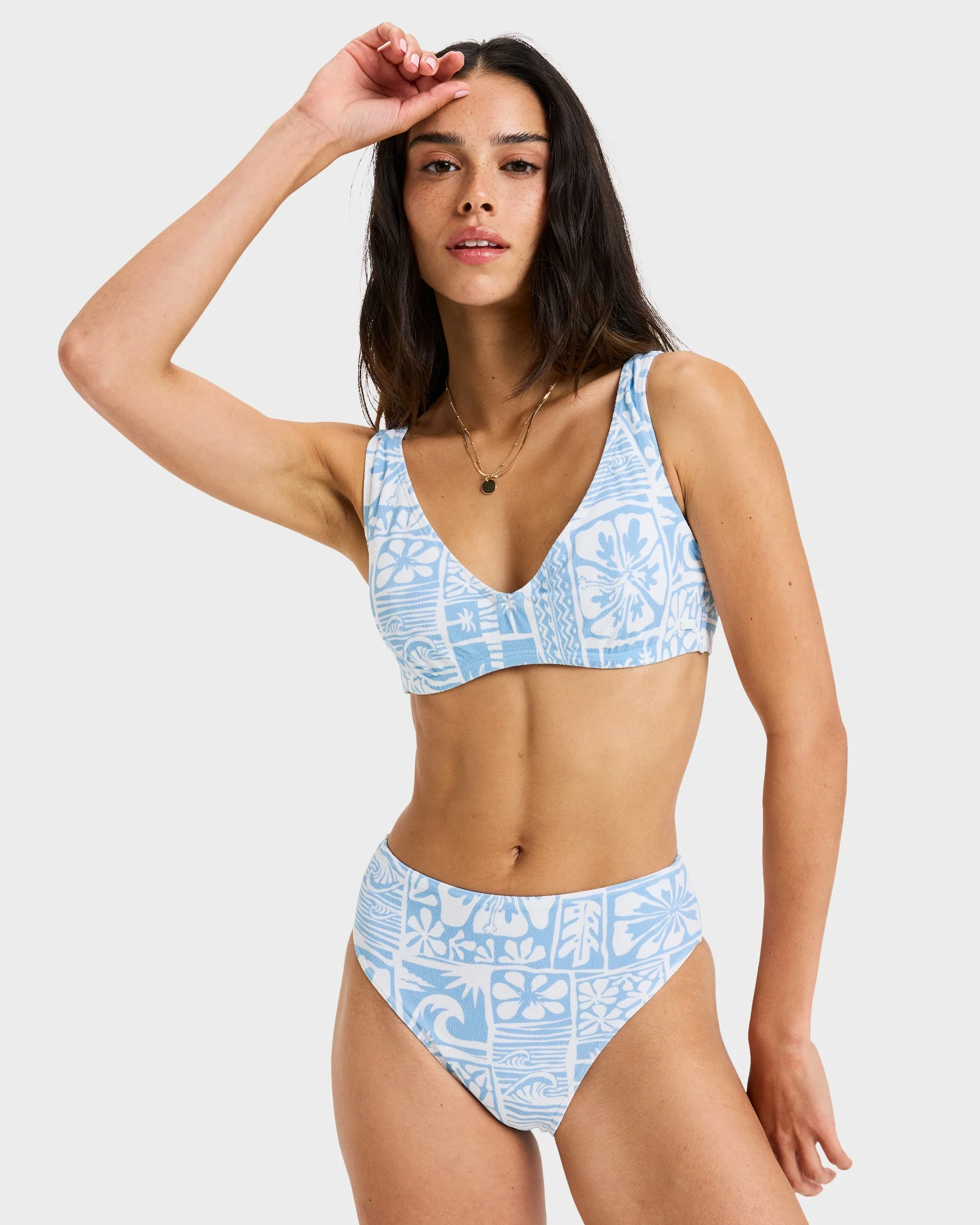 Womens Flower Wave Mid Waist Bikini Bottom - Image 2