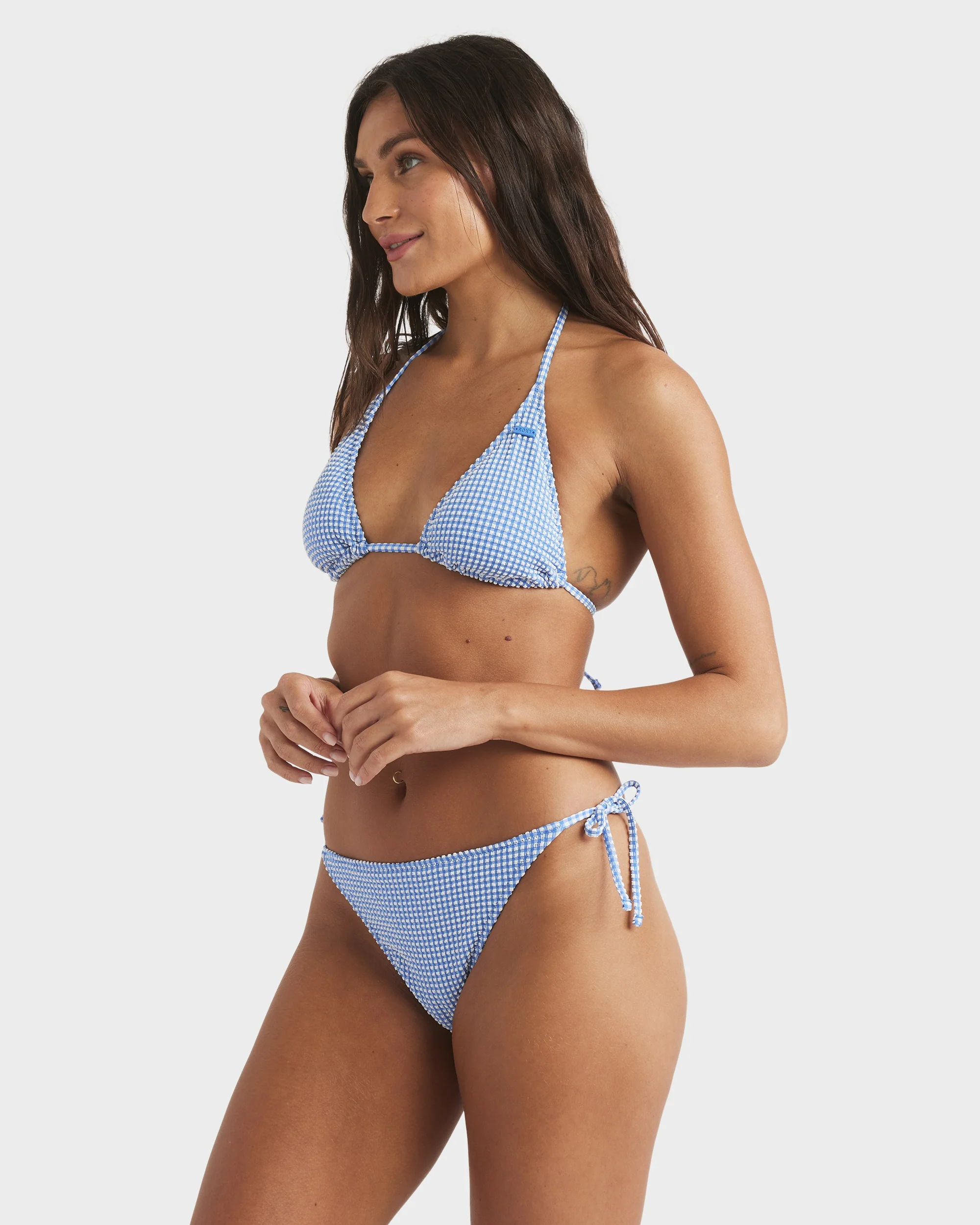 Womens Gingham Cheeky Tie Side Bikini Bottom - Image 5