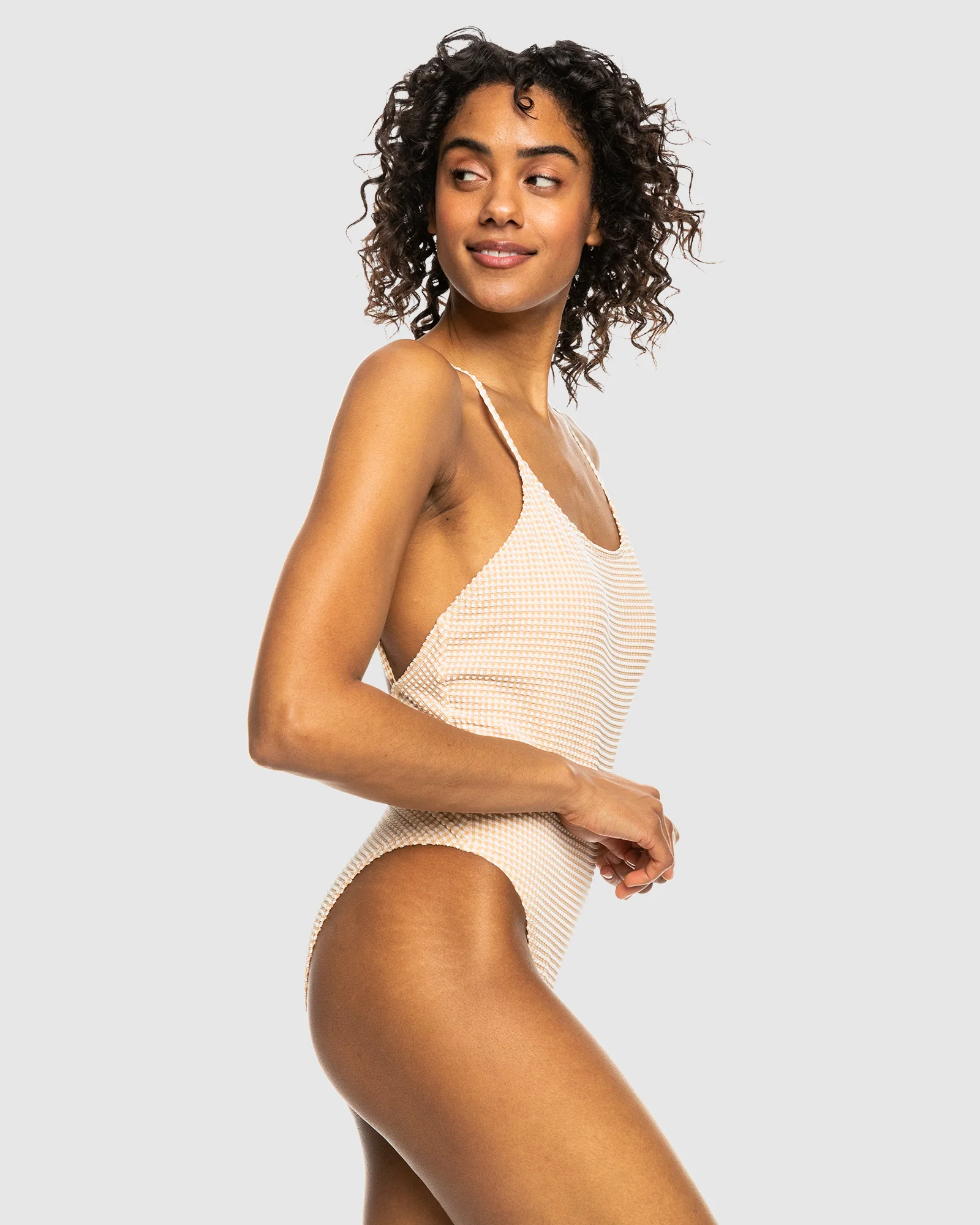 Womens Gingham High Leg One Piece Swimsuit - Image 2