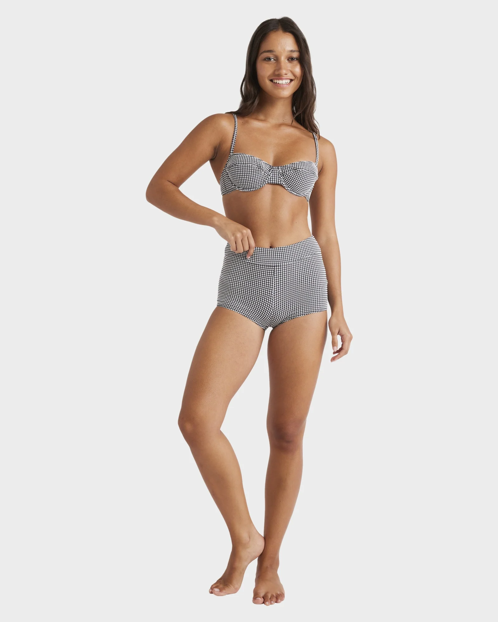 Womens Gingham Shorty Bikini Bottom - Image 7