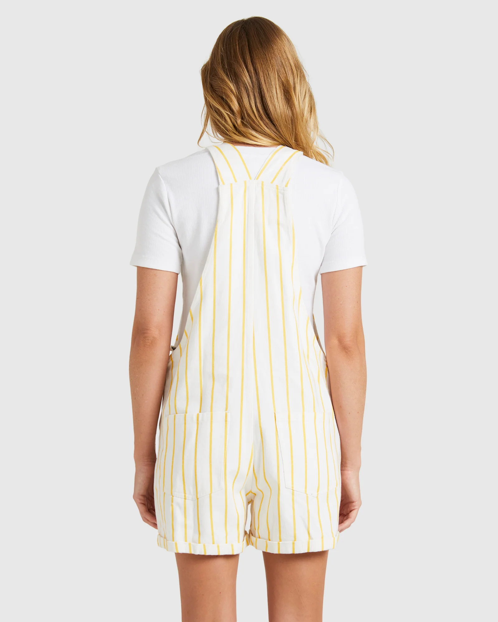 Womens Great Time Stripe Denim Dungaree Shorts - Image 3
