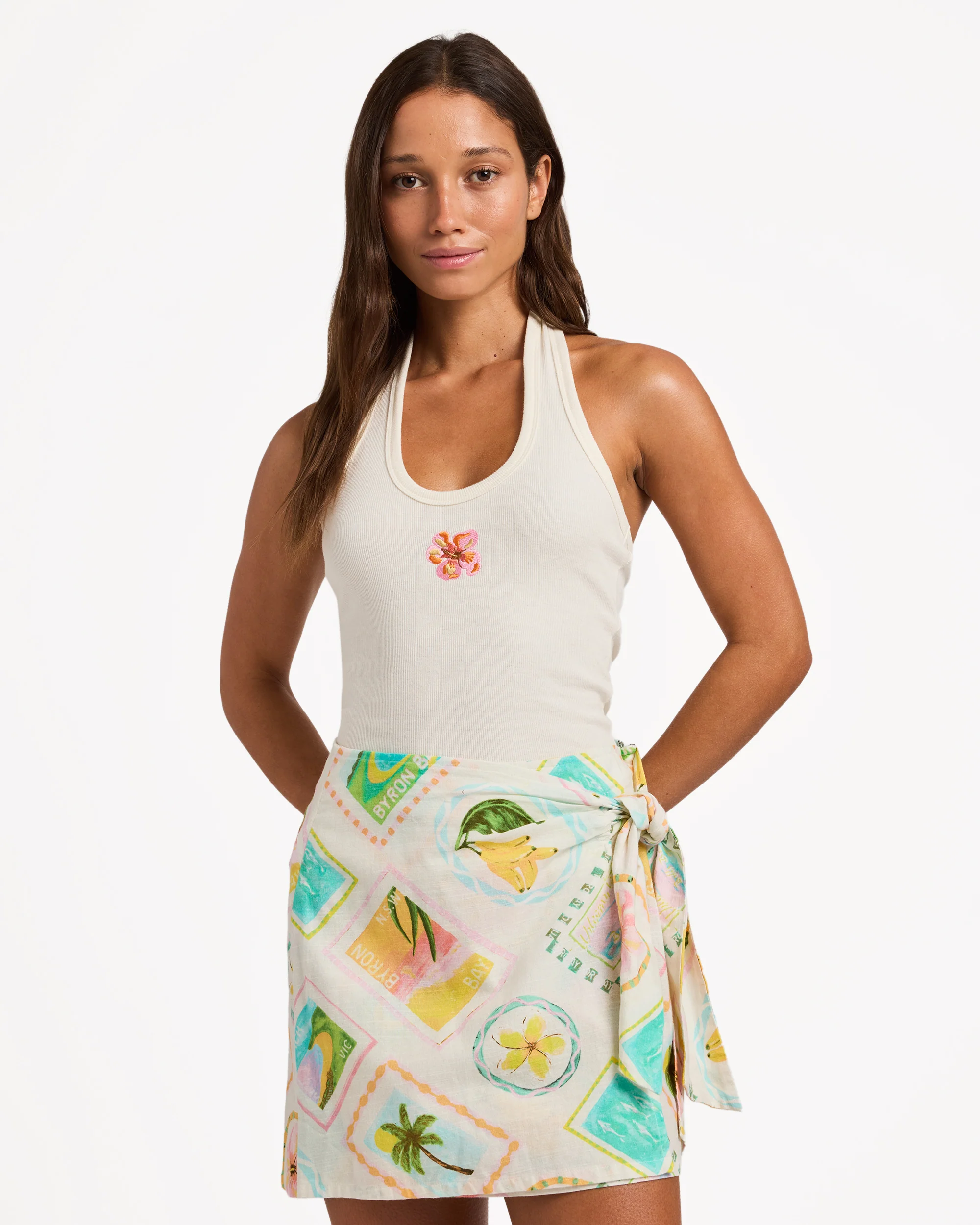 Womens Hibiscus Halter Tank Top - Image 2