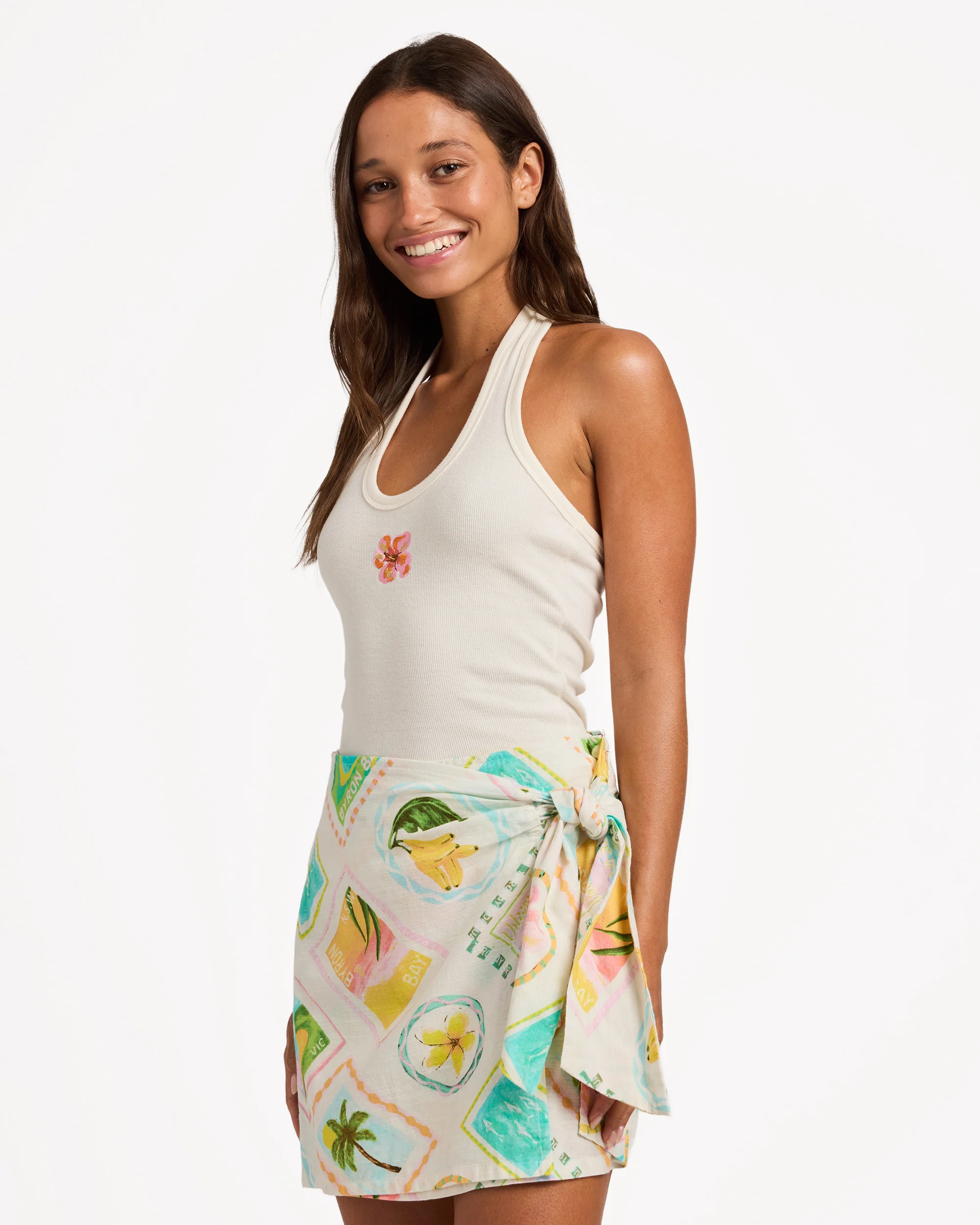 Womens Hibiscus Halter Tank Top - Image 4