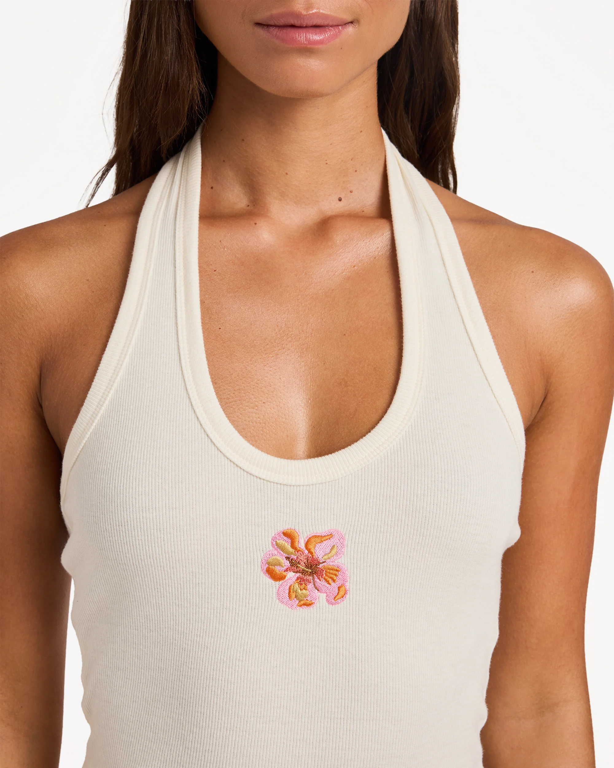 Womens Hibiscus Halter Tank Top - Image 5