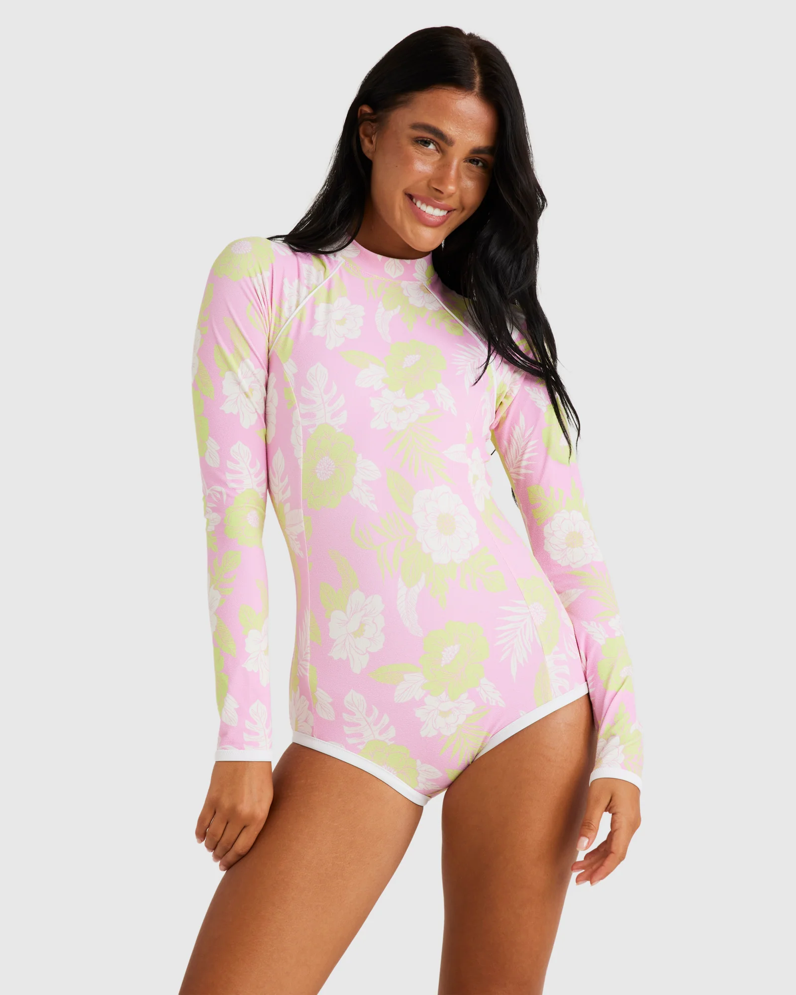 Womens Hollow Trees Long Sleeve One Piece Swimsuit - Image 2
