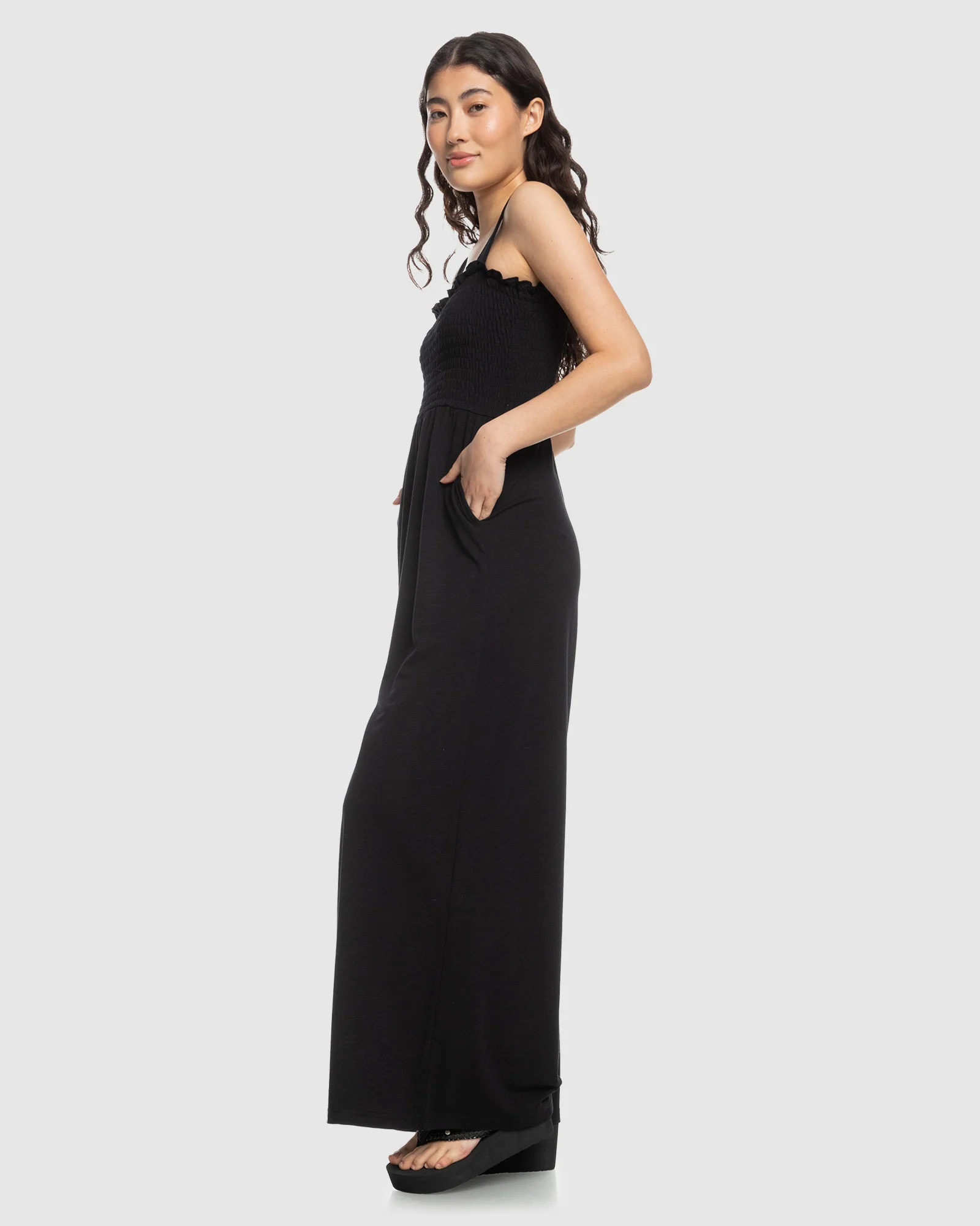 Womens Just Passing By Smocked Jersey Jumpsuit - Image 2