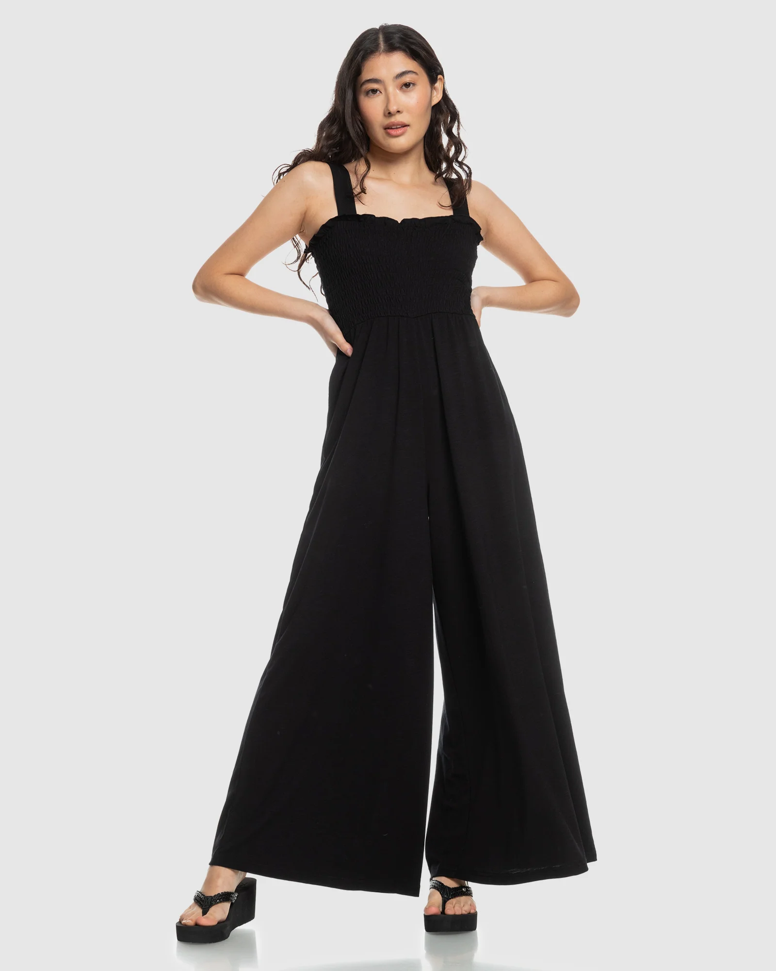 Womens Just Passing By Smocked Jersey Jumpsuit - Image 5