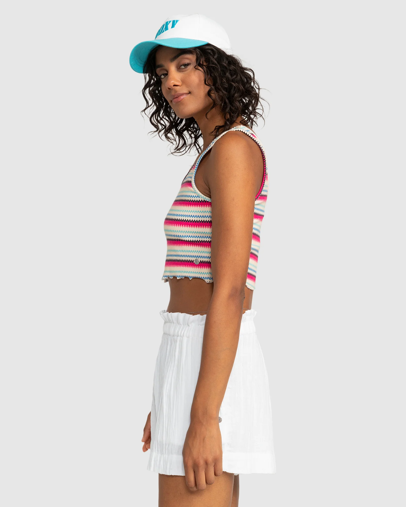 Womens Keep It Wavy Printed Ribbed Tank Top - Image 2