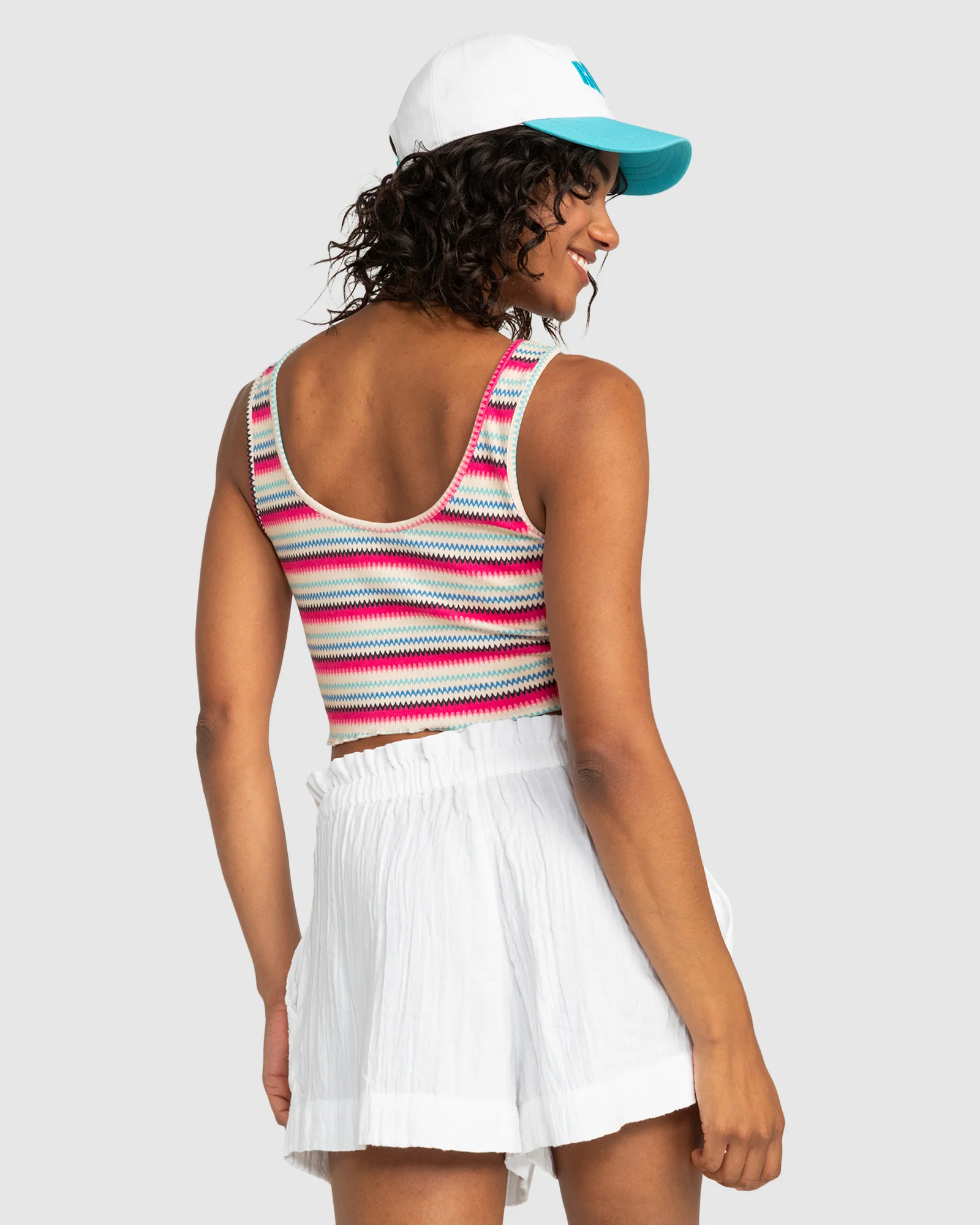 Womens Keep It Wavy Printed Ribbed Tank Top - Image 3
