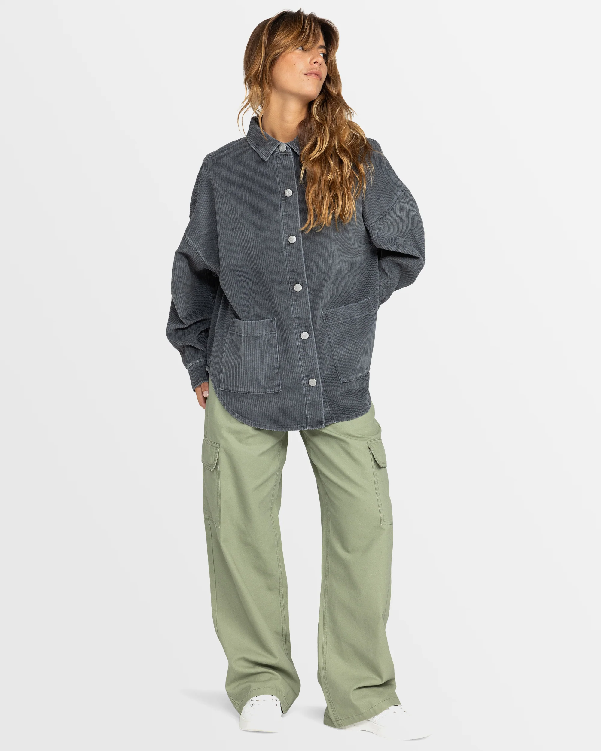 Womens Kick Back Corduroy Shacket - Image 5