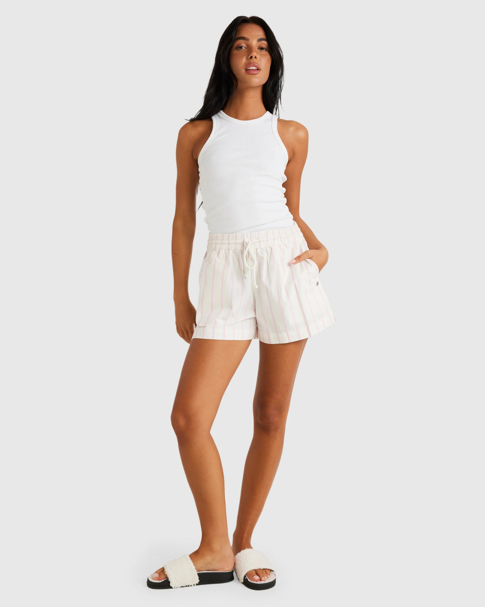 Womens Lekeitio Beach Stripe Elasticated Shorts - Image 5