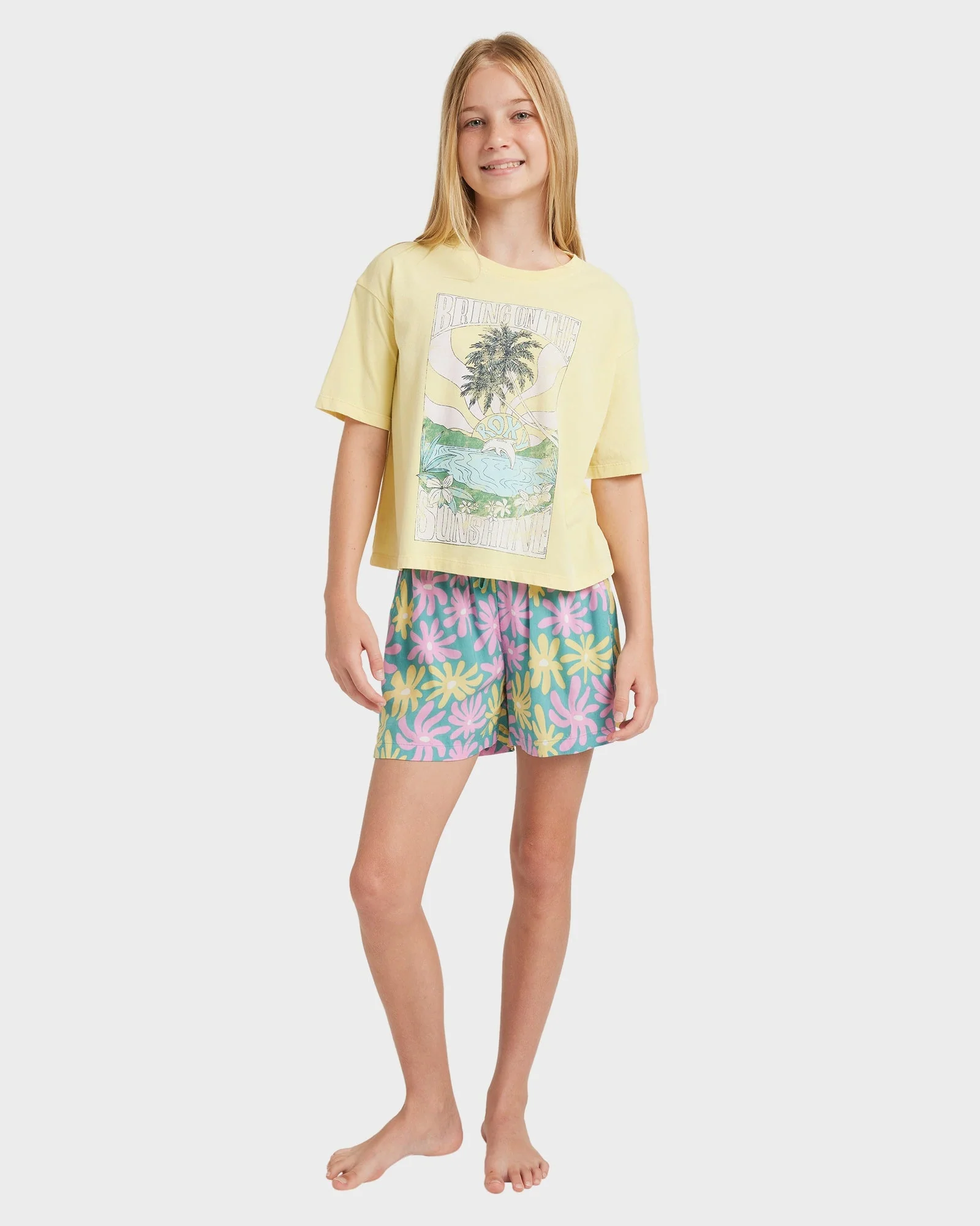 Girls 8-16 Lekeito Break Printed Elastic Waist Shorts - Image 5