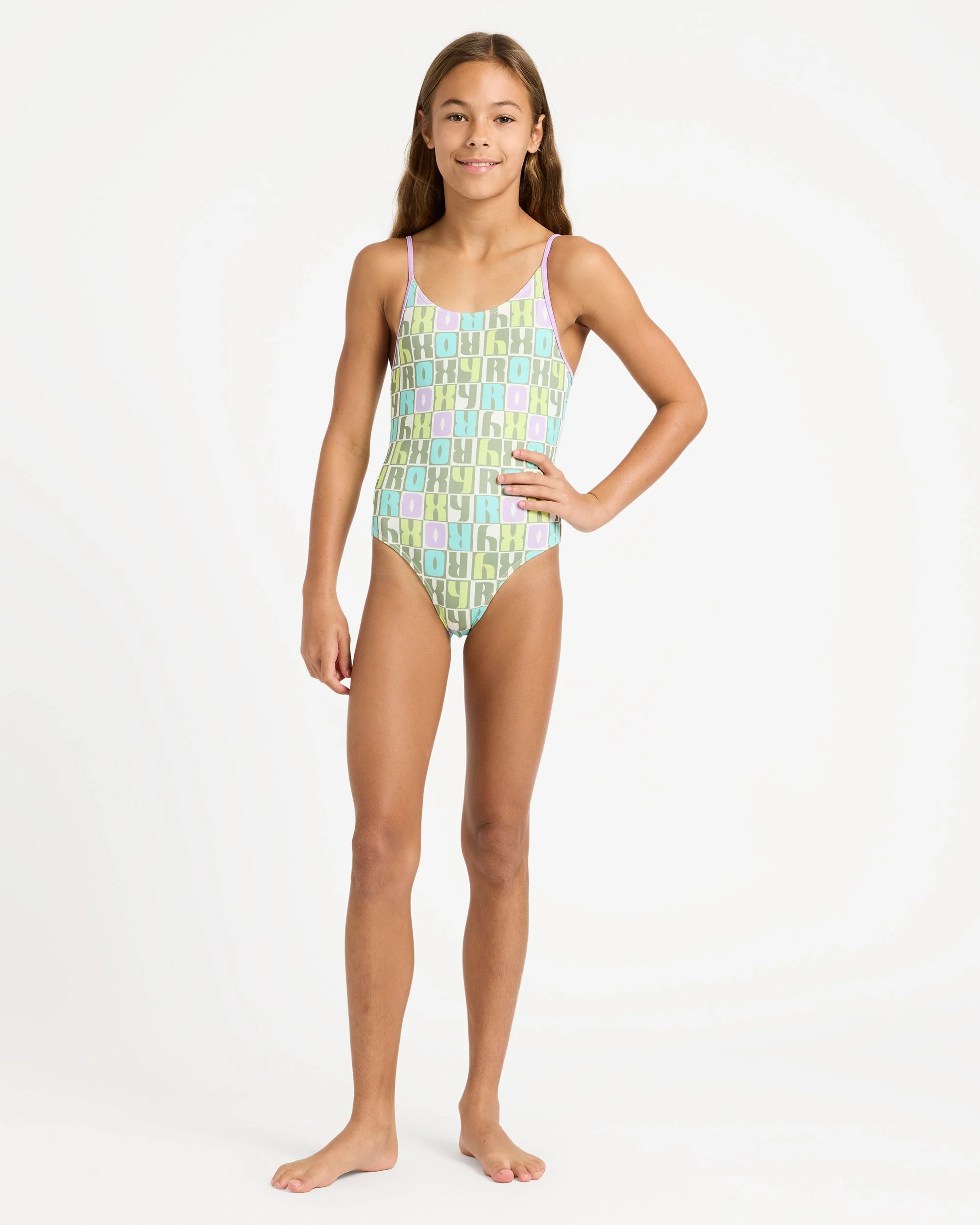 Girls 6-16 Letter Up One Piece Swimsuit - Image 5