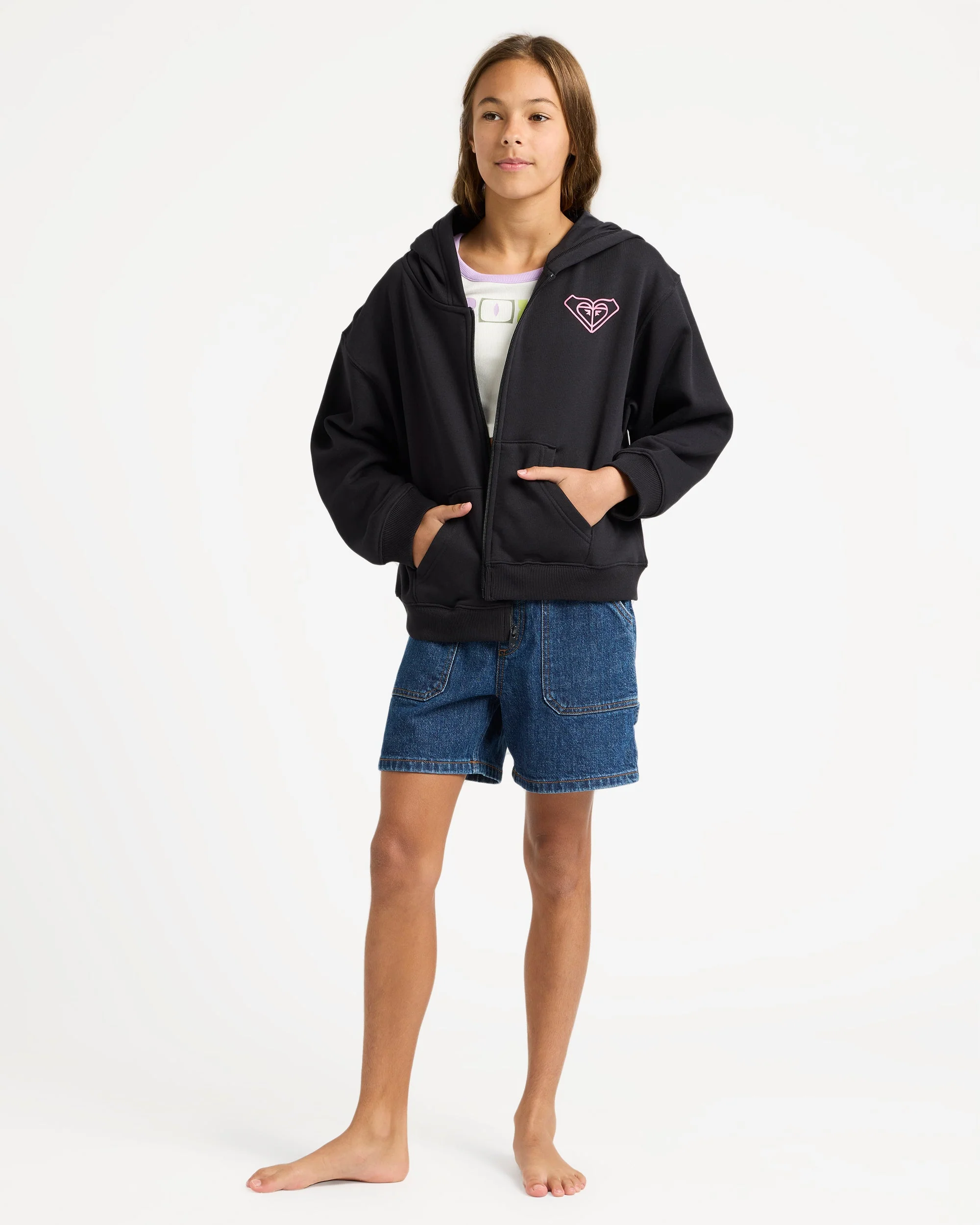 Girls 4-16 Midnight Hike Brushed Zip Up Hoodie - Image 4