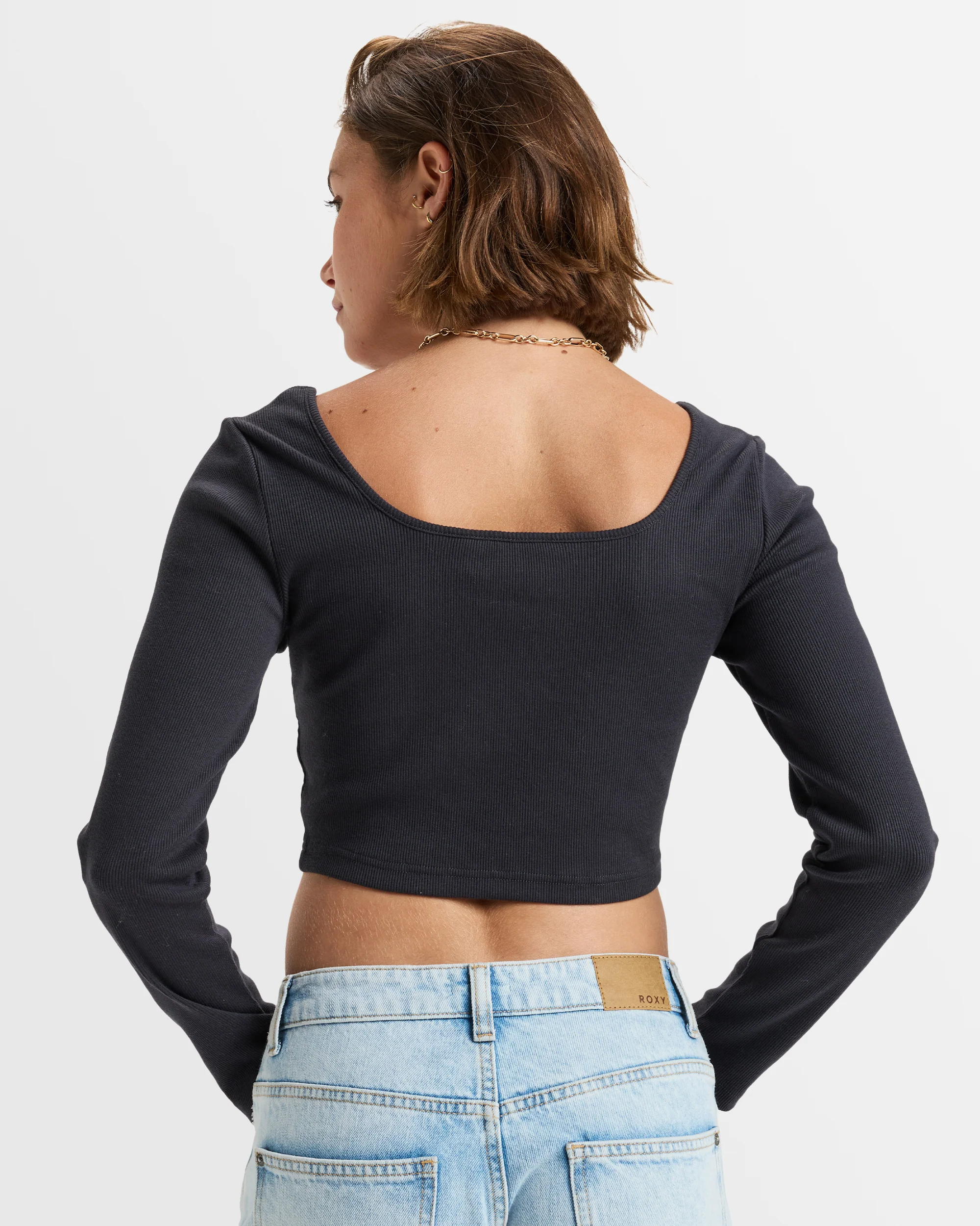 Womens Pretty Please Long Sleeve Cropped Top - Image 3