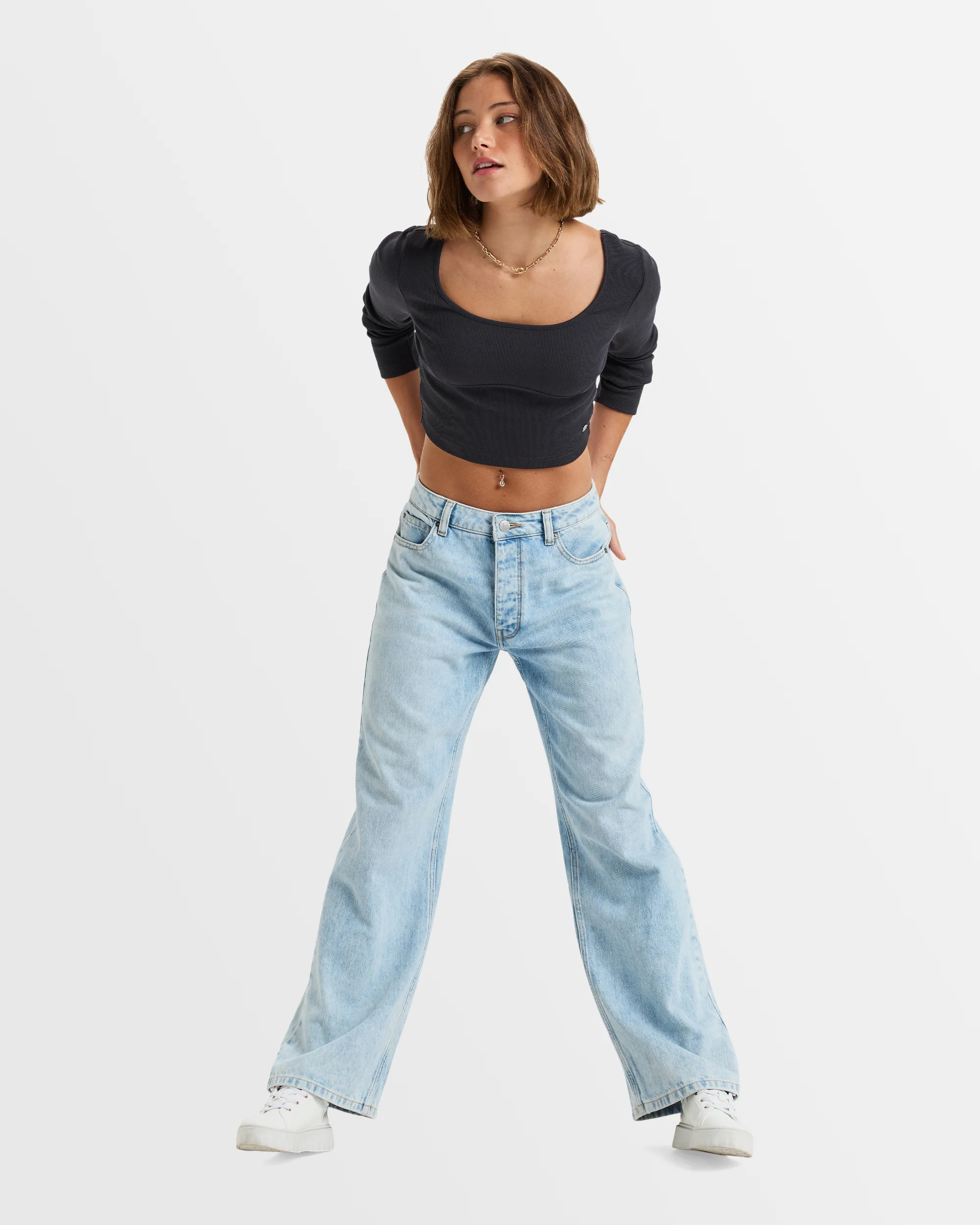 Womens Pretty Please Long Sleeve Cropped Top - Image 5