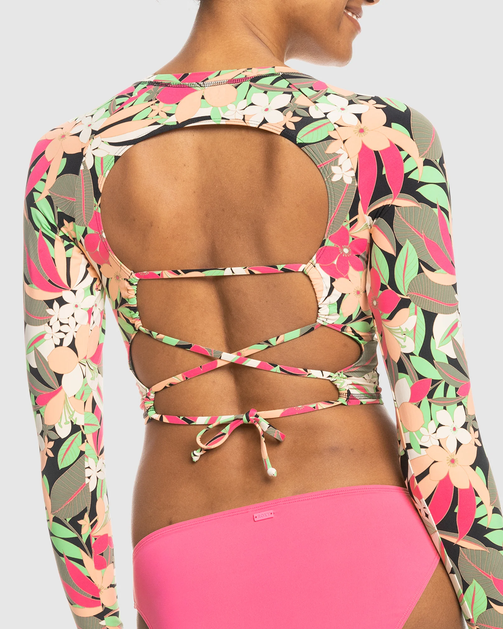 Womens Printed Long Sleeve One Piece Swimsuit - Image 4