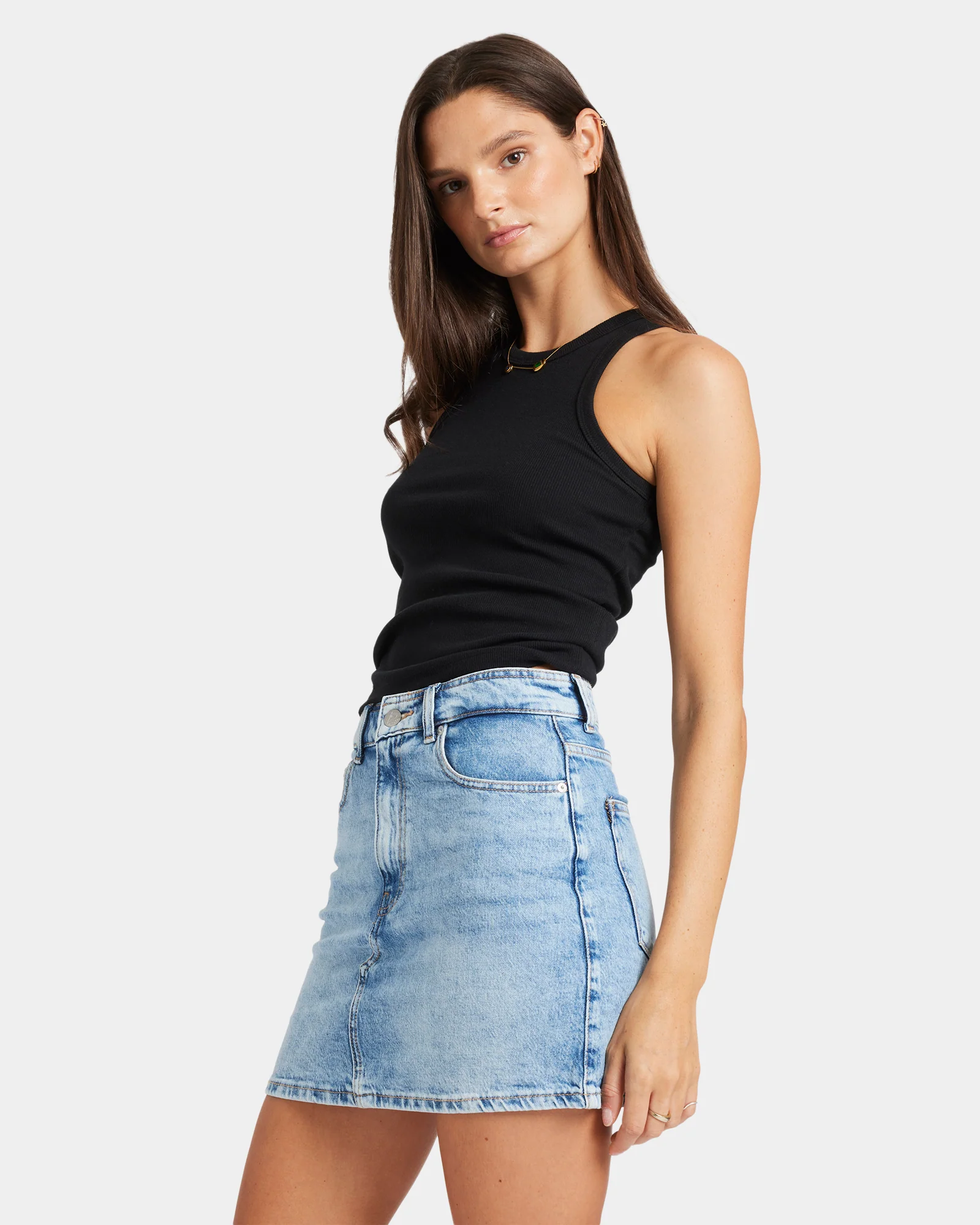 Womens Rain Beau Blue Denim Mini Skirt - Image 2