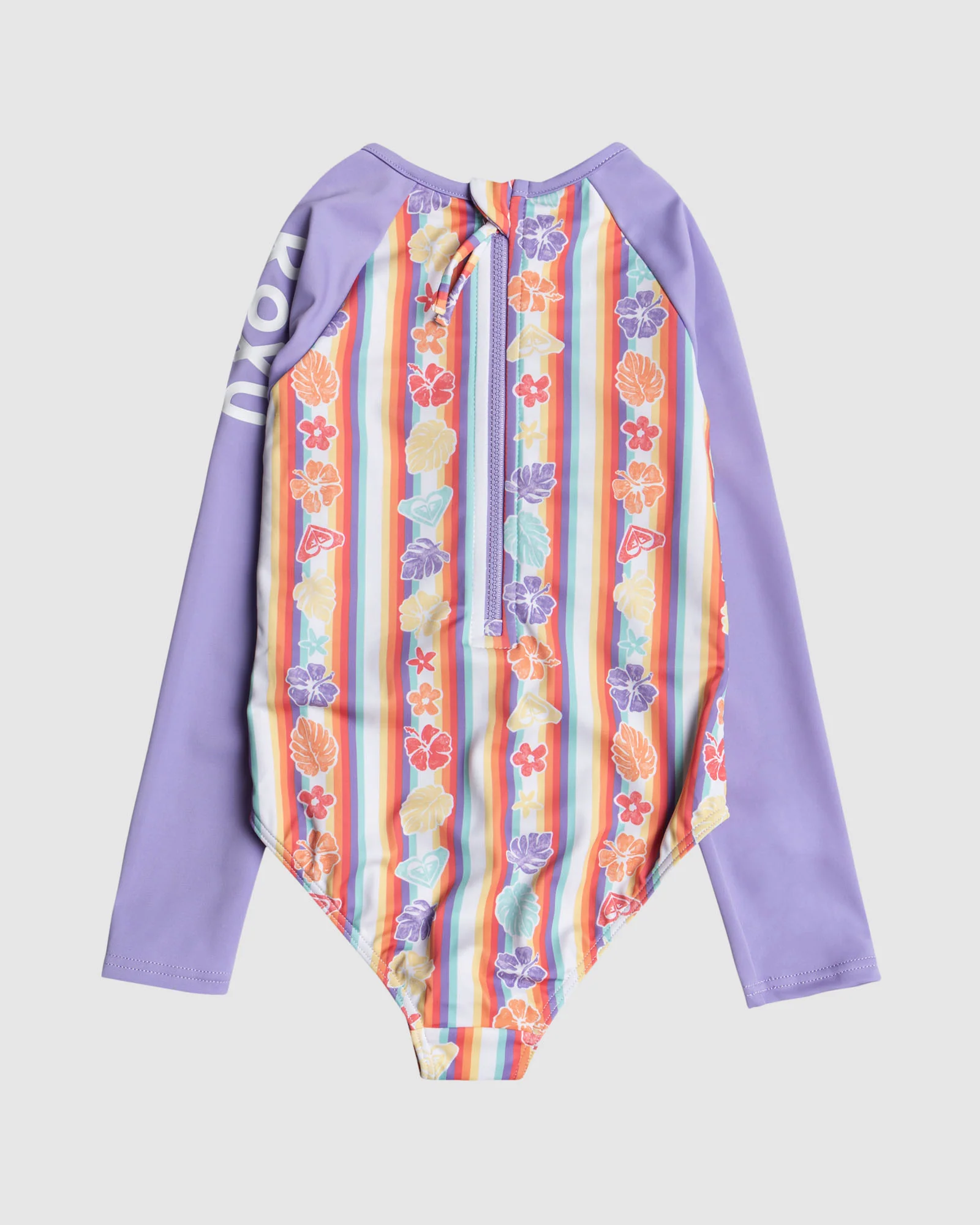 Girls 2-7 Rainbow Bay Stripe Onesie Long Sleeve Rash Vest - Image 2