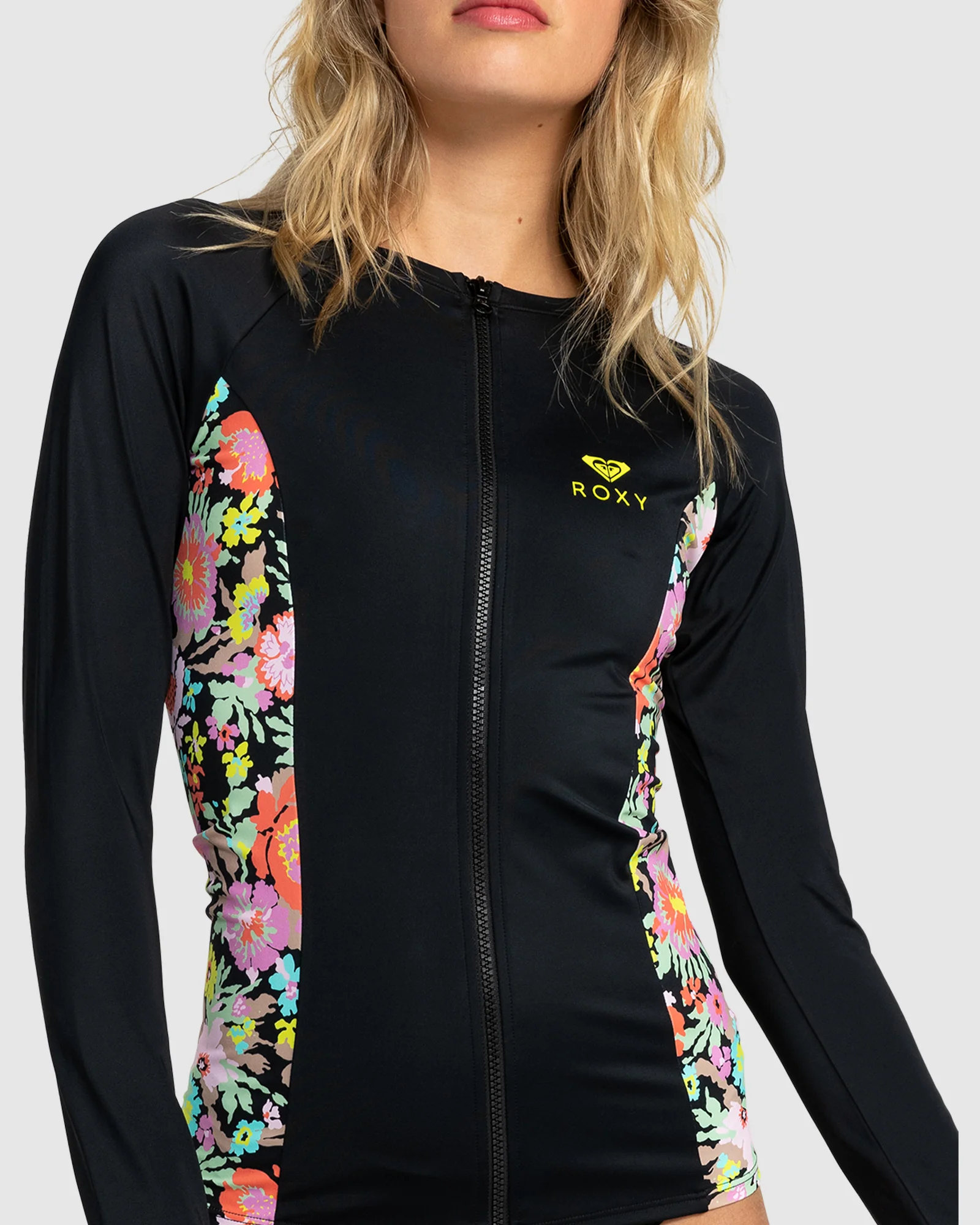Womens Roxy Active Pt Ls Zipped Lycra Rashguard - Image 4