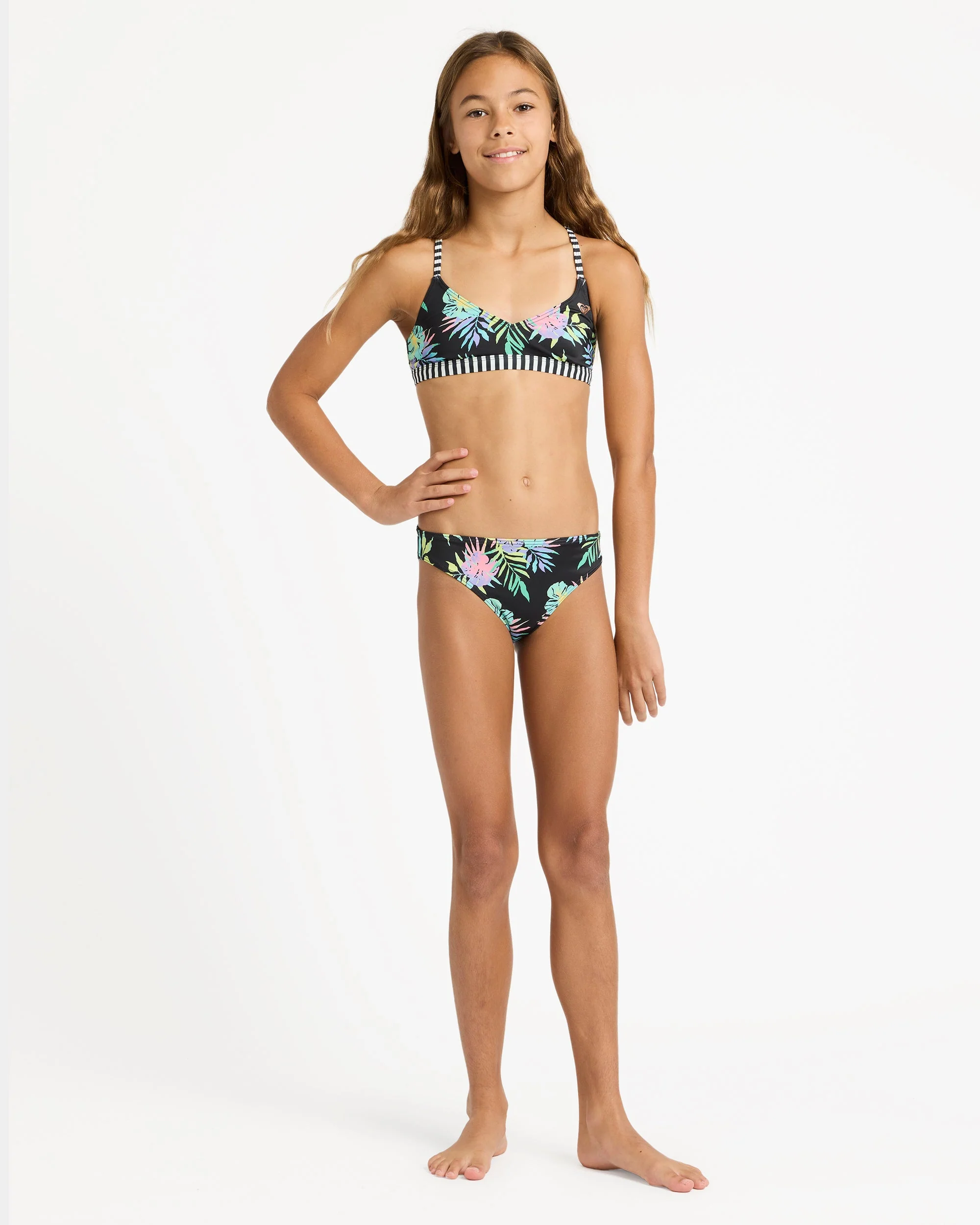 Girls 6-16 Roxy Active Athletic Tri Set Two Piece - Image 5