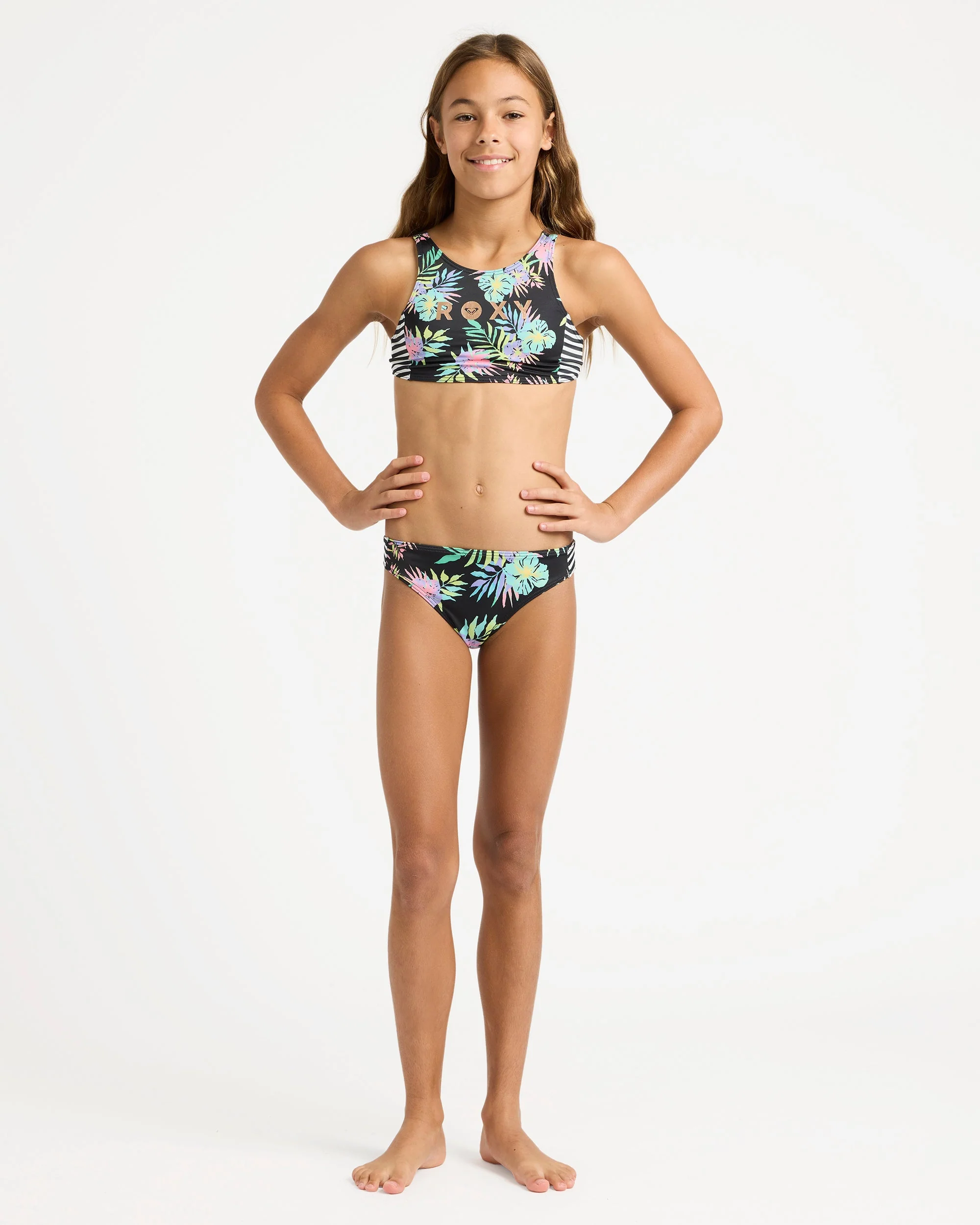Girls 6-16 Roxy Active Crop Set Two Piece - Image 5