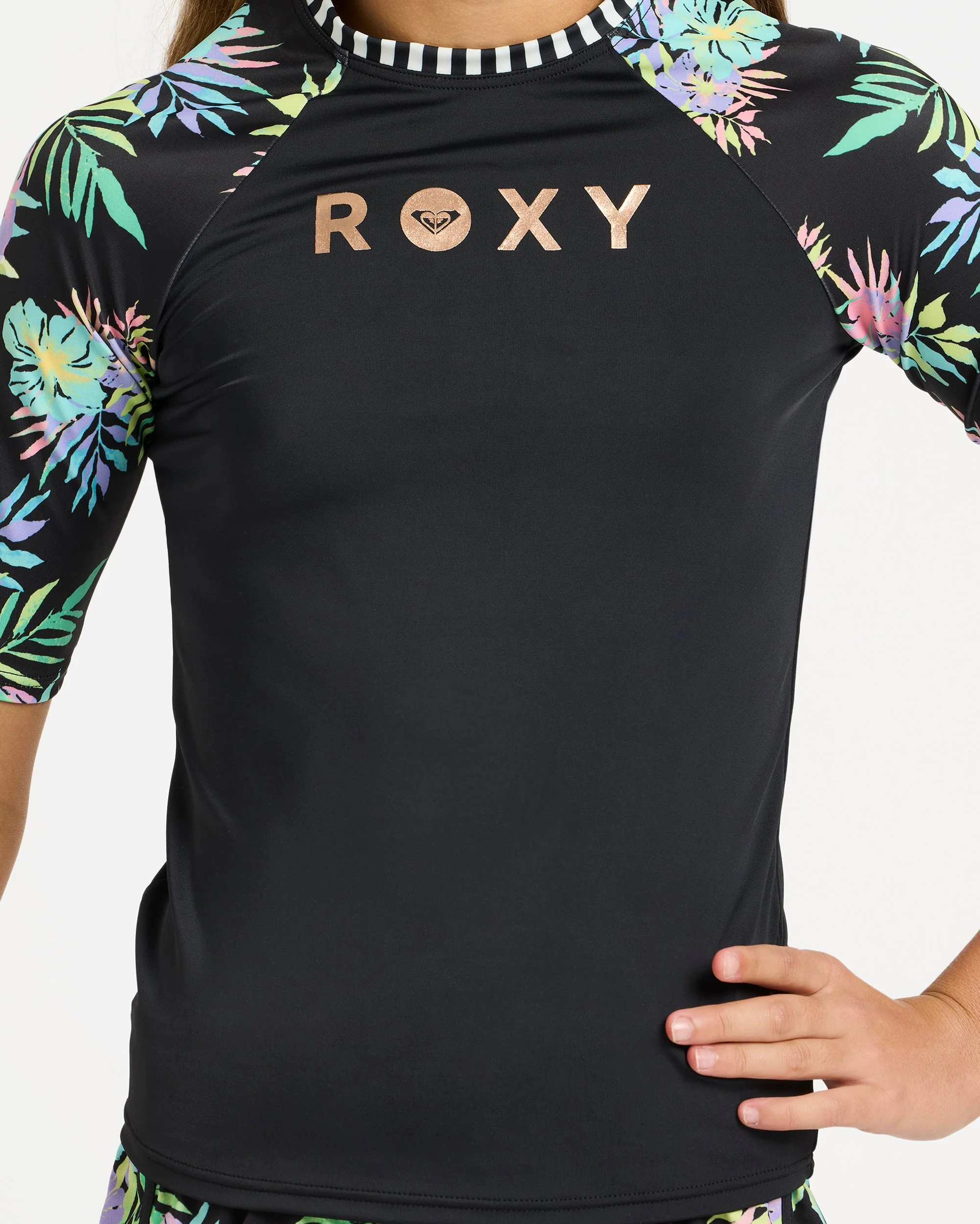 Girls 6-16 Roxy Active RG Lycra Rash Vest - Image 3