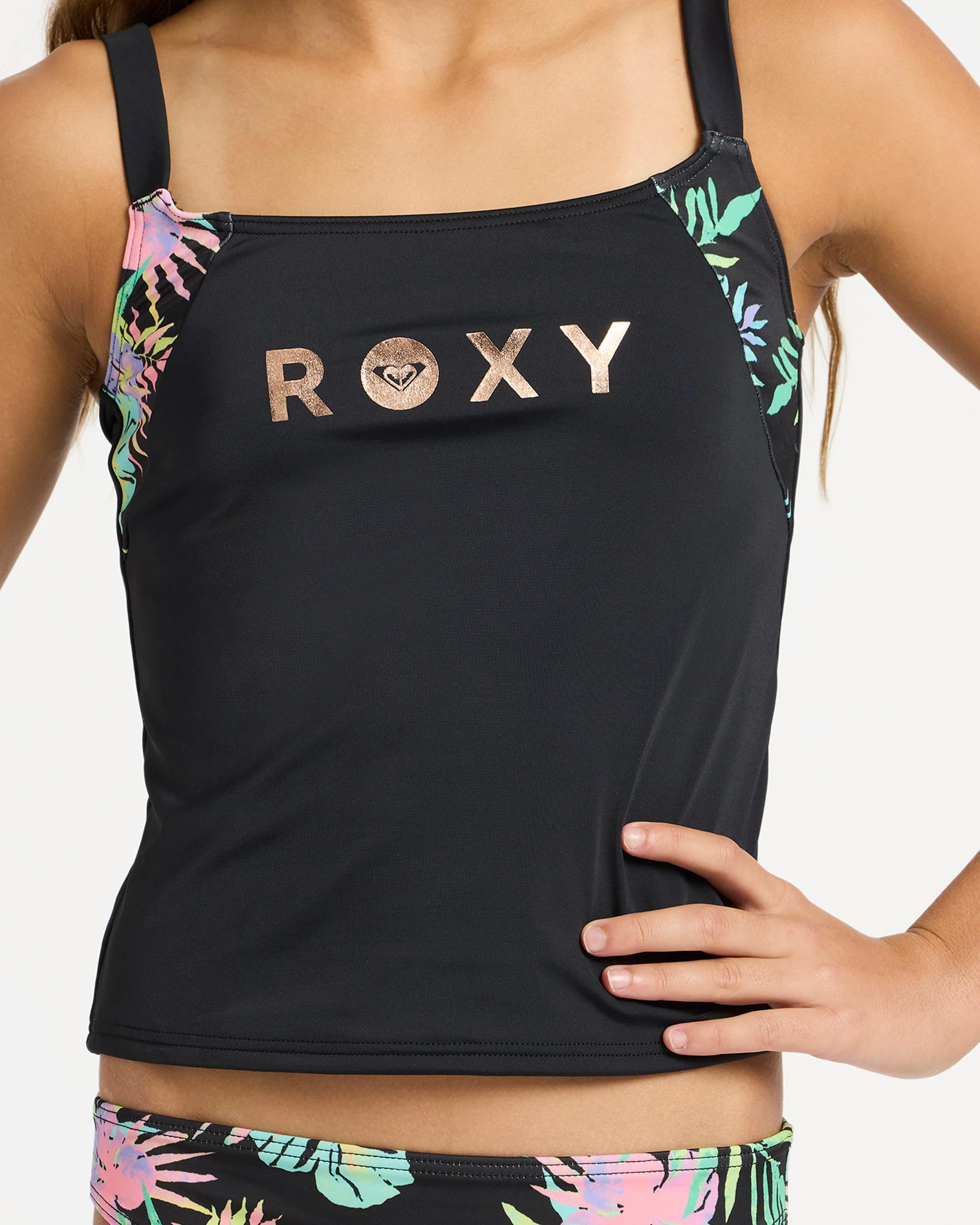 Girls 6-16 Roxy Active Tankini Set Two Piece - Image 3